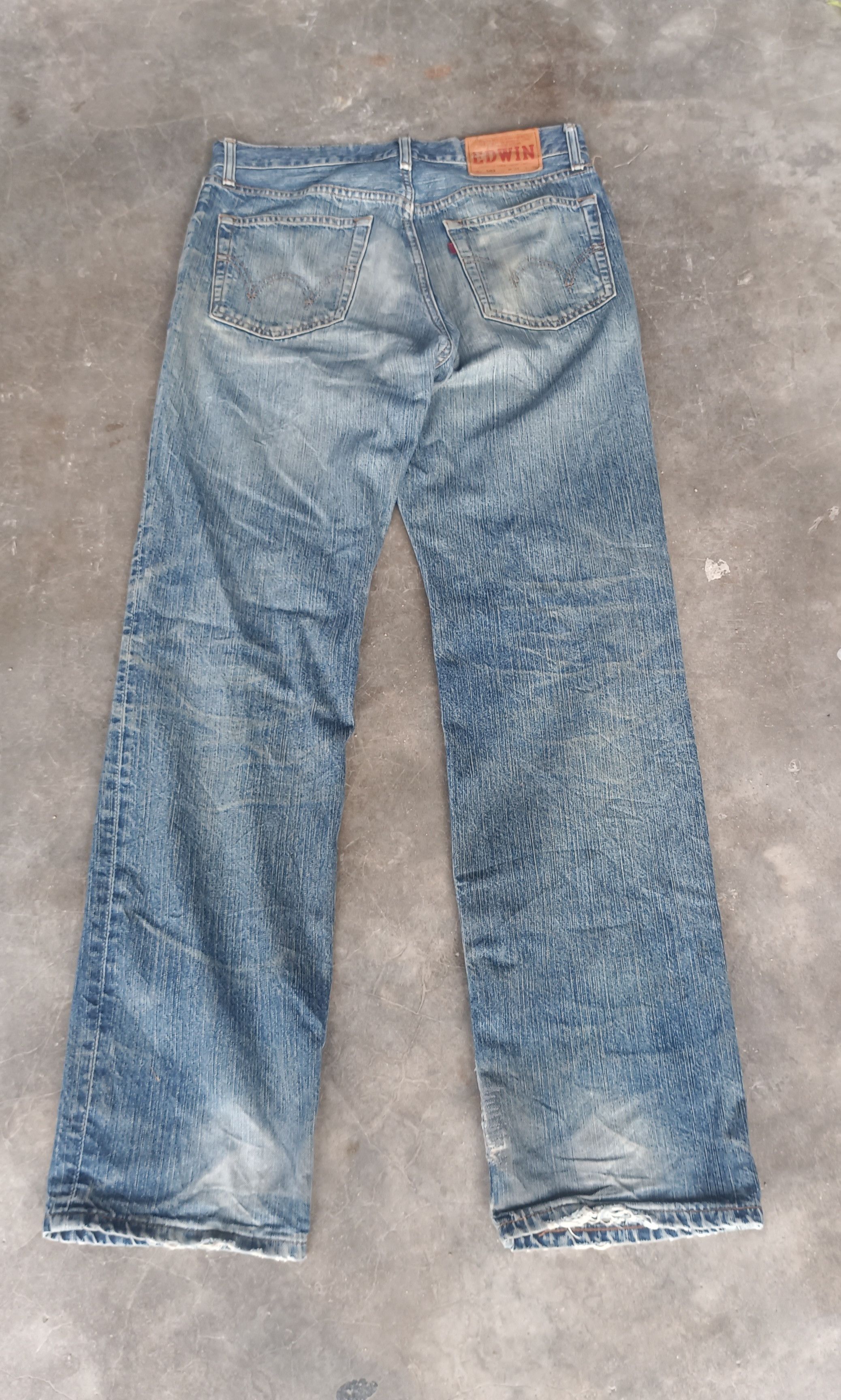 Edwin × Vintage Vintage💥 Edwin 503 REBEL Regular Distressed jeans Size US 31 - 2 Thumbnail