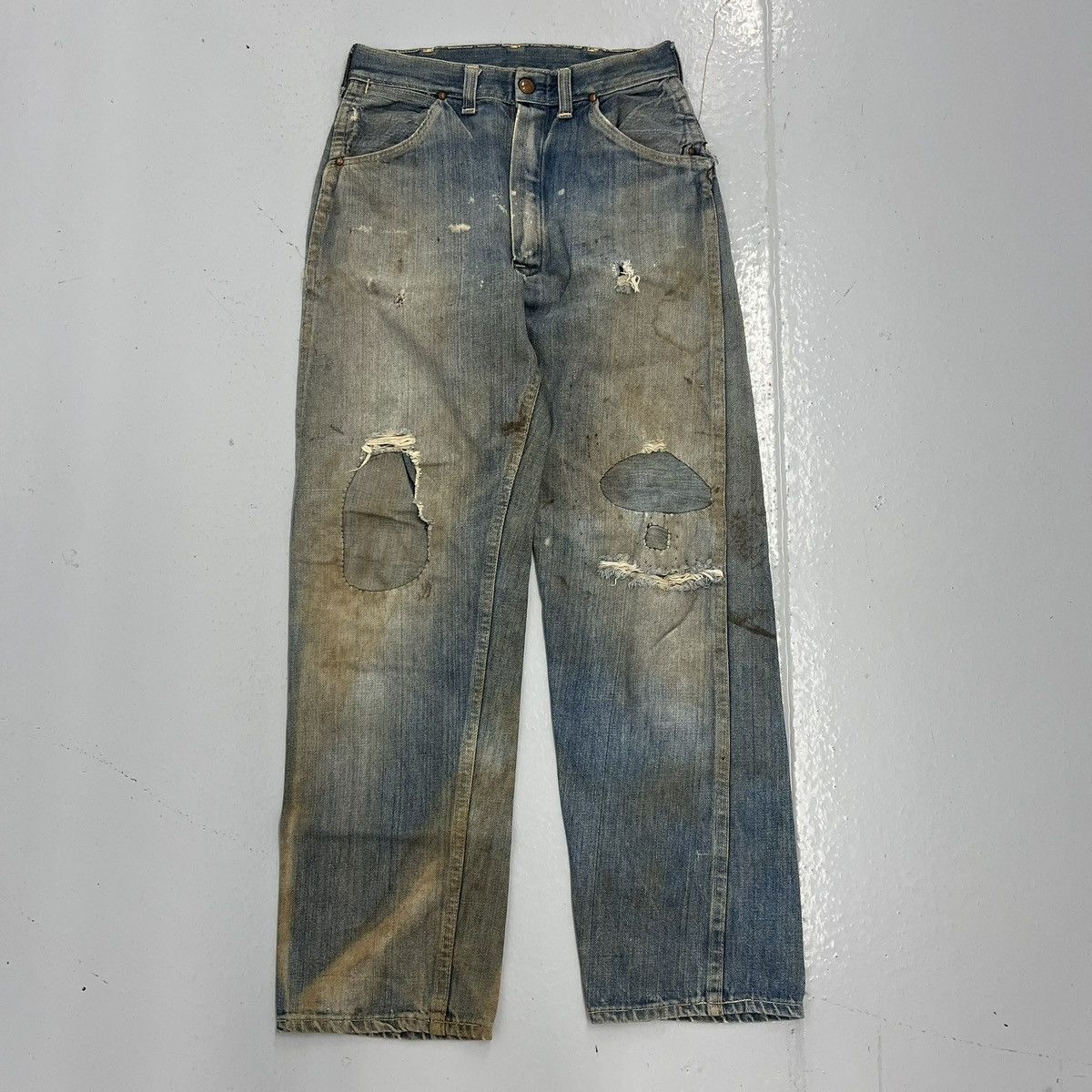 Other Vintage 50s Blue Bell? Repaired Workwear Jeans 25x27 Size 25" / US 0 / IT 36 - 1 Thumbnail