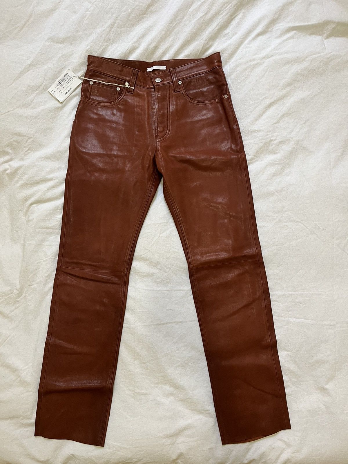 Helmut Lang Masc Hi Straight Leather Pants Size US 30 / EU 46 - 1 Thumbnail
