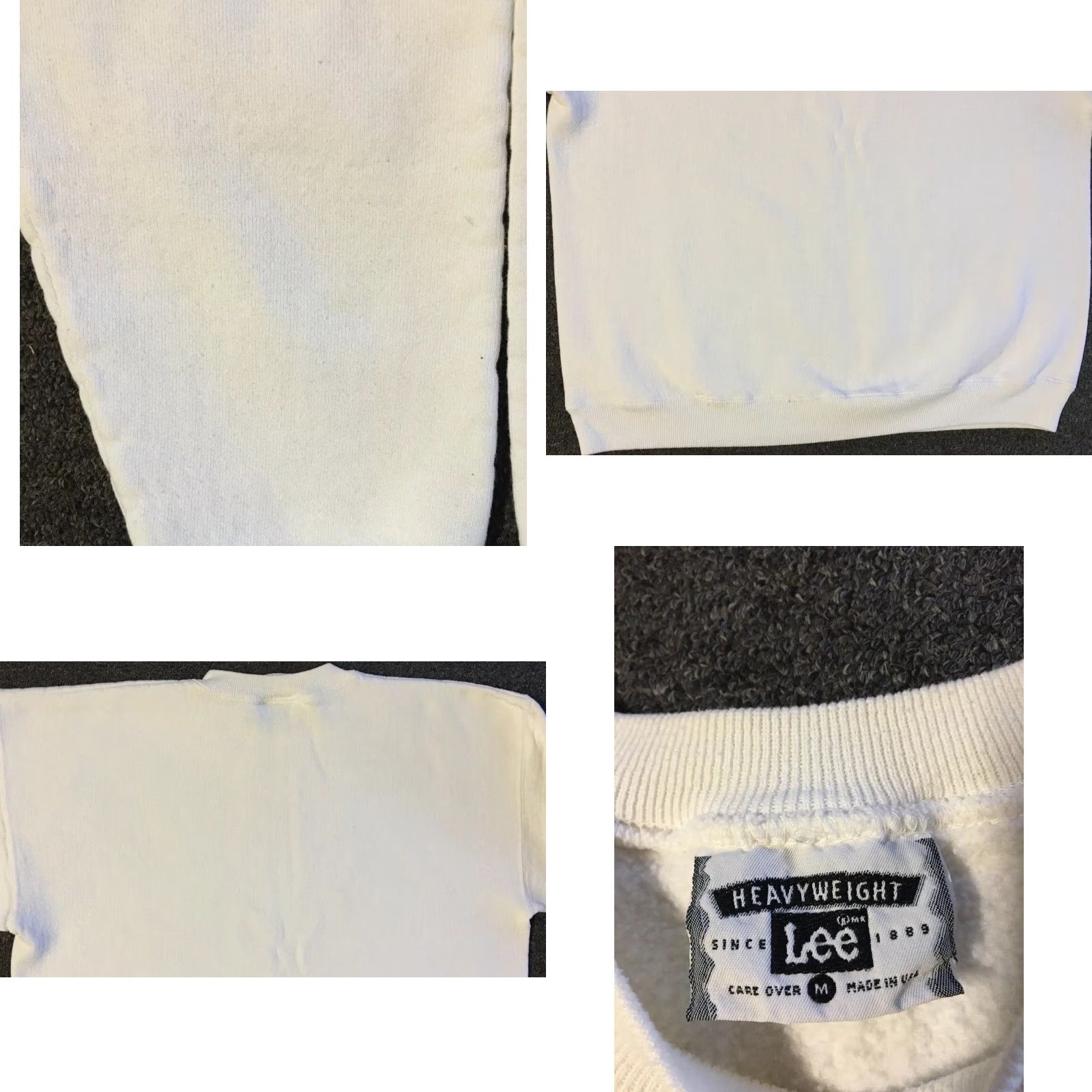 Lee VINTAGE LEE Boxy Sweatshirt 90s White XS Men Hoodie USA Military Biker Rock Surf Grunge PE Size US XS / EU 42 / 0 - 8 Thumbnail