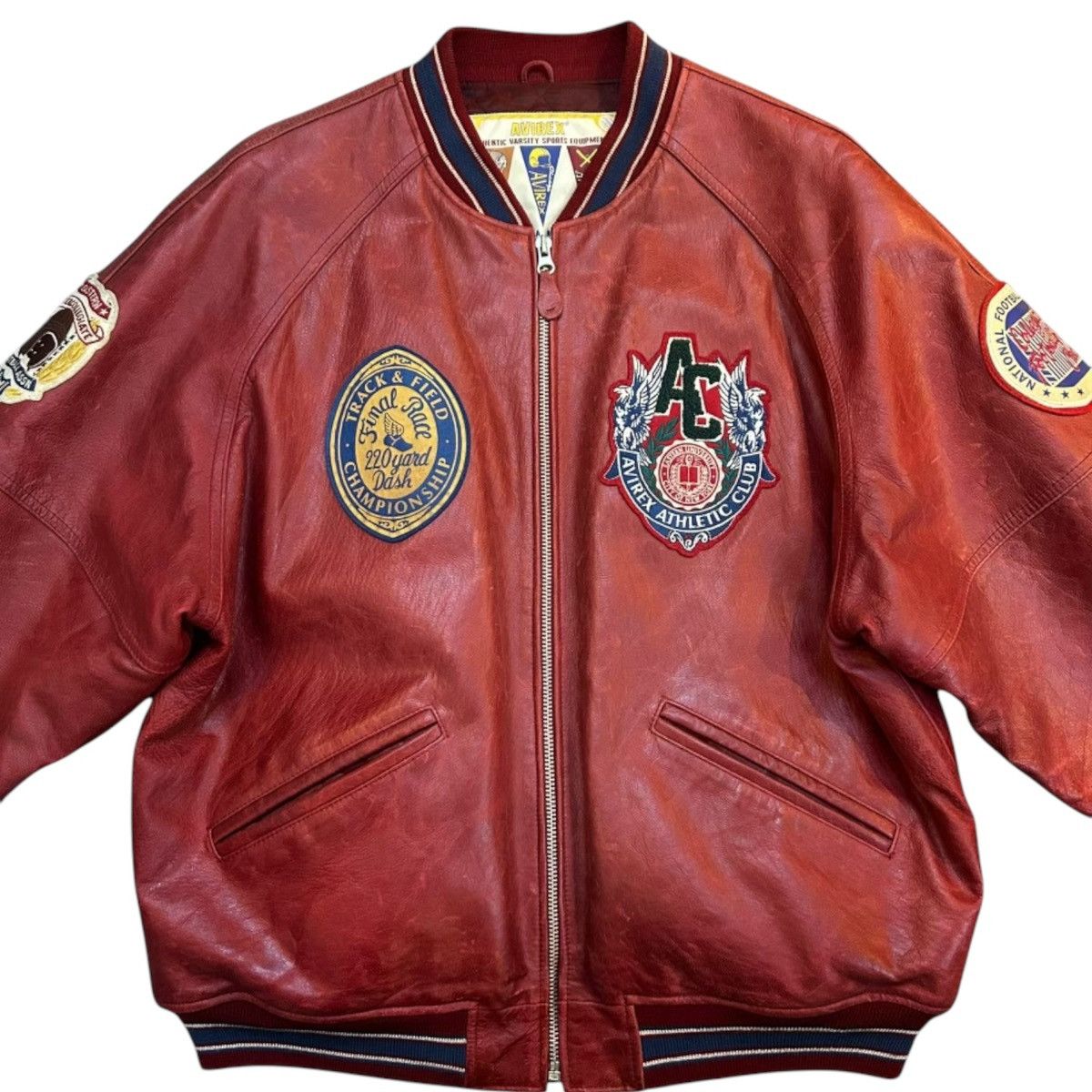 Avirex 90s Avirex Leather Varsity Bomber Jacket Mens XL Red Vintage Size US XL / EU 56 / 4 - 2 Thumbnail