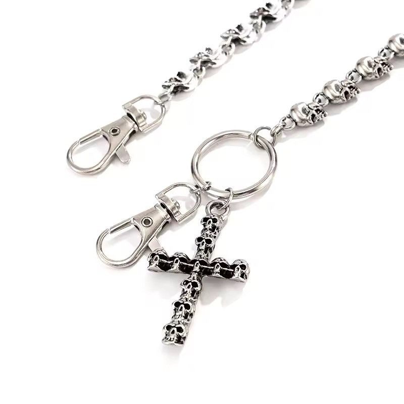 Jewelry Punk Gothic Vintage Cross Skull Metal Keychain Pants Chain Size ONE SIZE - 9 Thumbnail