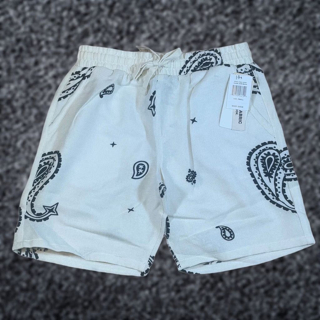 Vintage Malibu Bermuda Shorts Men’s Small Ivory Polyester Textured Linen Look Fabric Short Pants Size US 29 - 1 Thumbnail