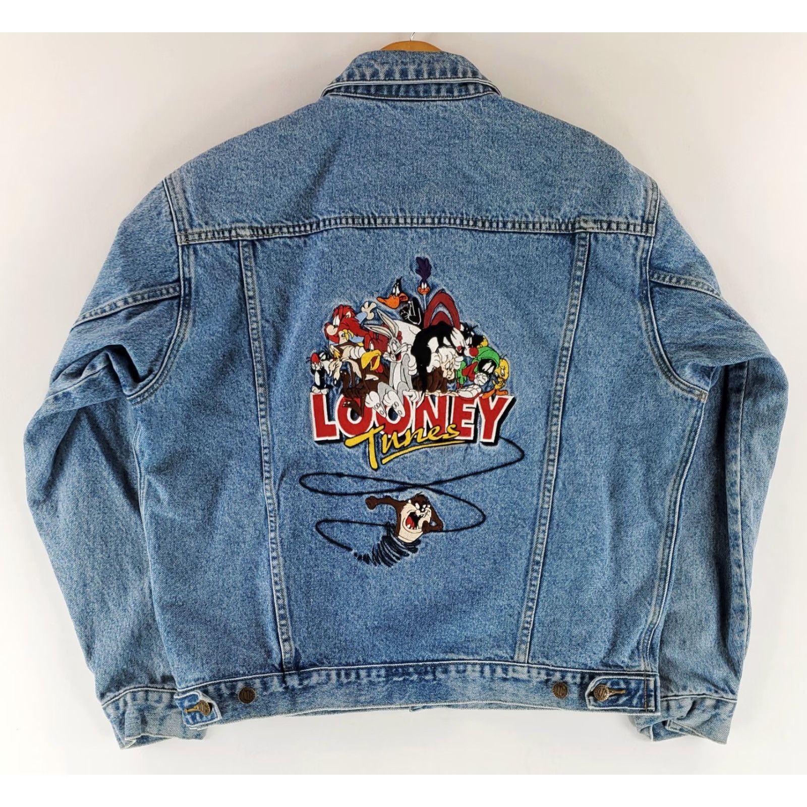 Vintage Looney Tunes Warner Bros Denim Trucker Jacket Embroidered Blue Mens M Bomber Jacket Size US M / EU 48-50 / 2 - 3 Thumbnail