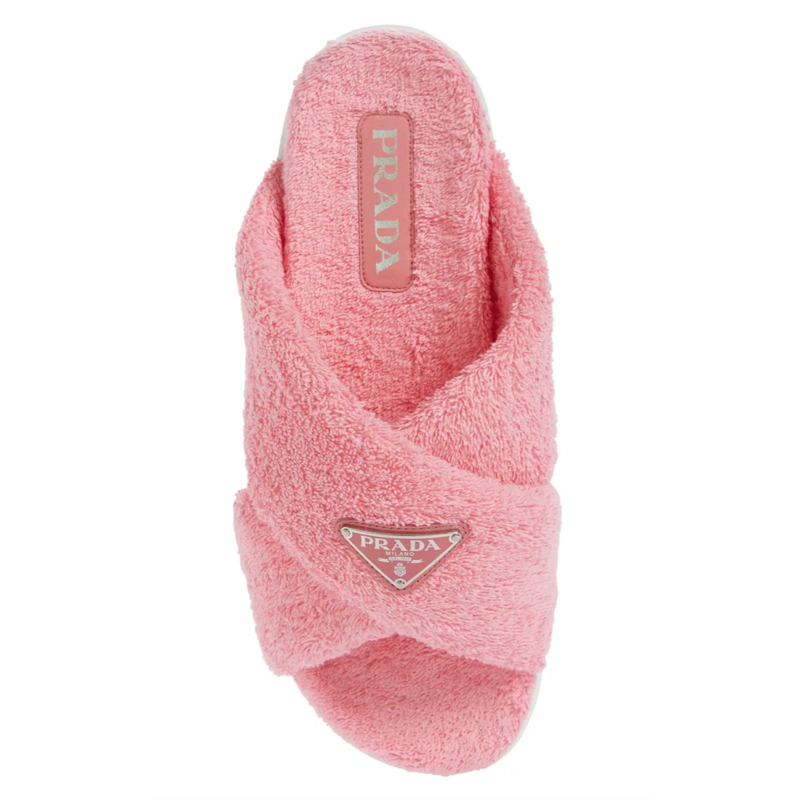 Prada Prada Terry Pink Triangle Logo Criss Cross Strap Sandal Size US 10.5 / IT 40.5 - 6 Thumbnail