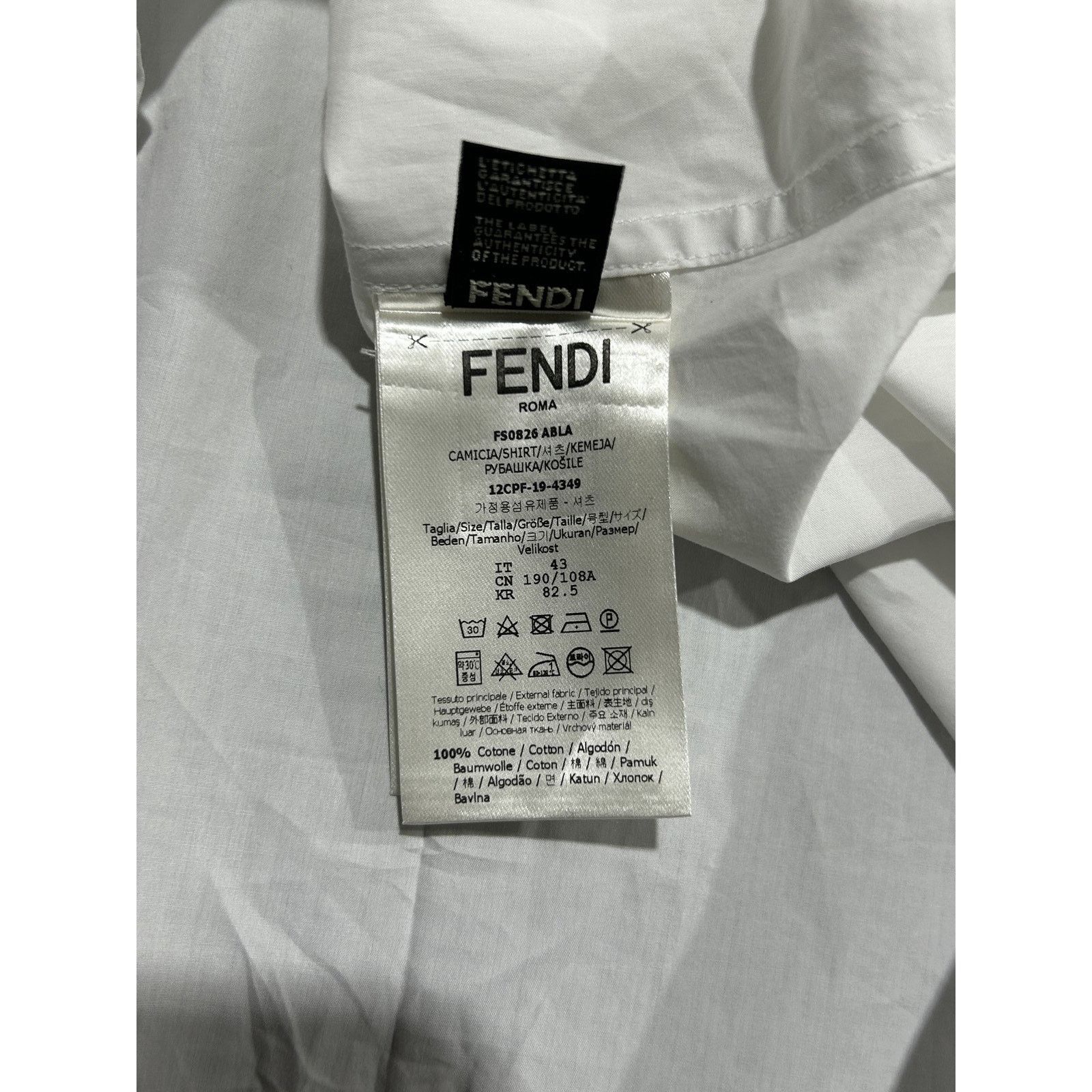 Fendi FENDI WHITE BUTTON UP SIZE 43 (XL) PREOWNED Size US XL / EU 56 / 4 - 9 Thumbnail