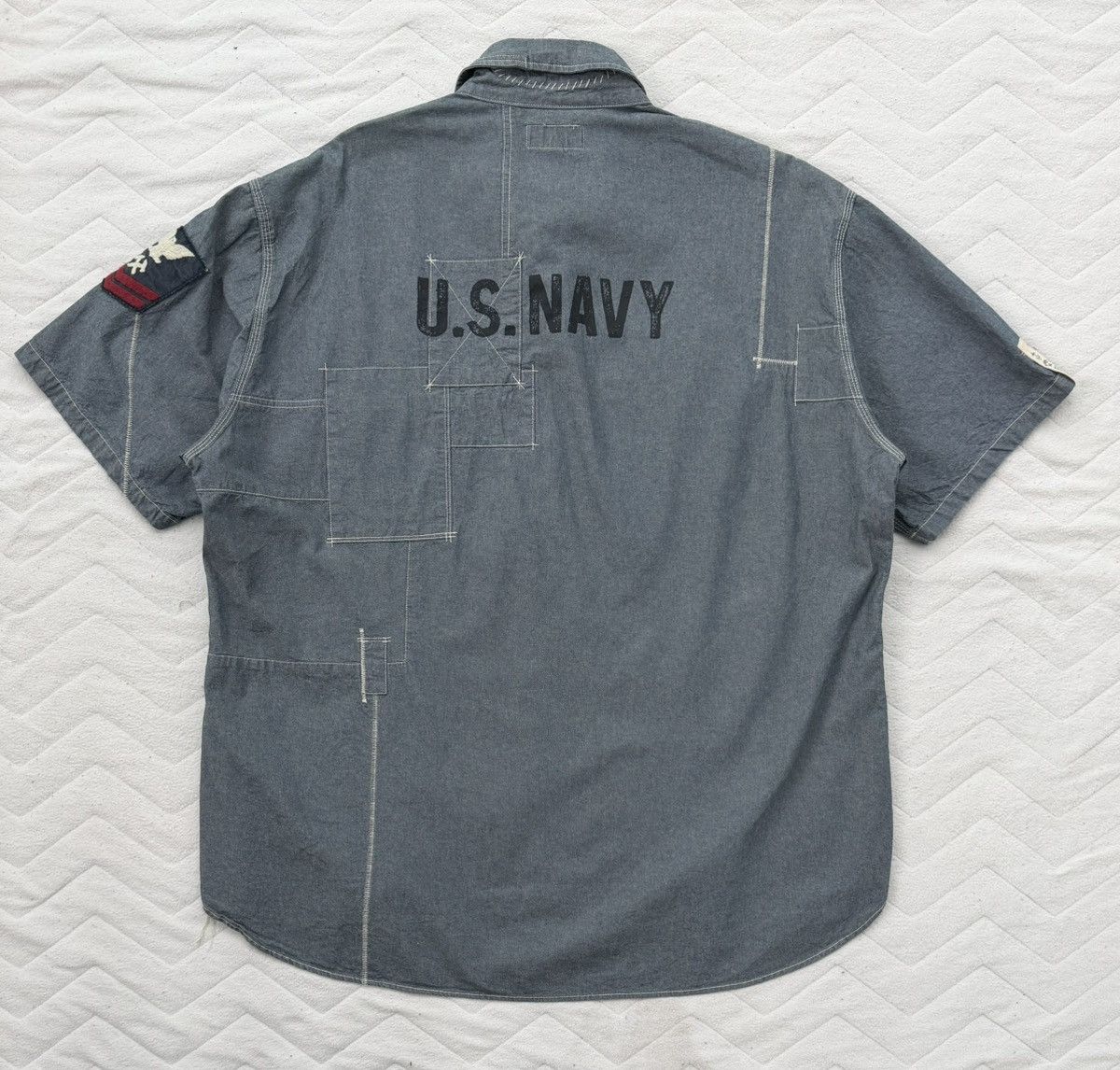 Avirex Avirex U.S Navy Patch Shirt Military Workwear Denim Style Size US XXL / EU 58 / 5 - 13 Thumbnail