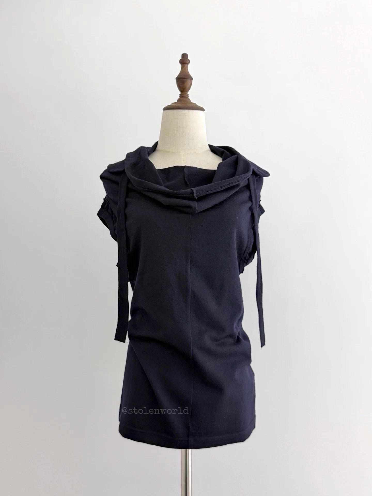 Comme des Garcons CDG Wool Tie Turtleneck Navy Black Top Size M / US 6-8 / IT 42-44 - 3 Thumbnail