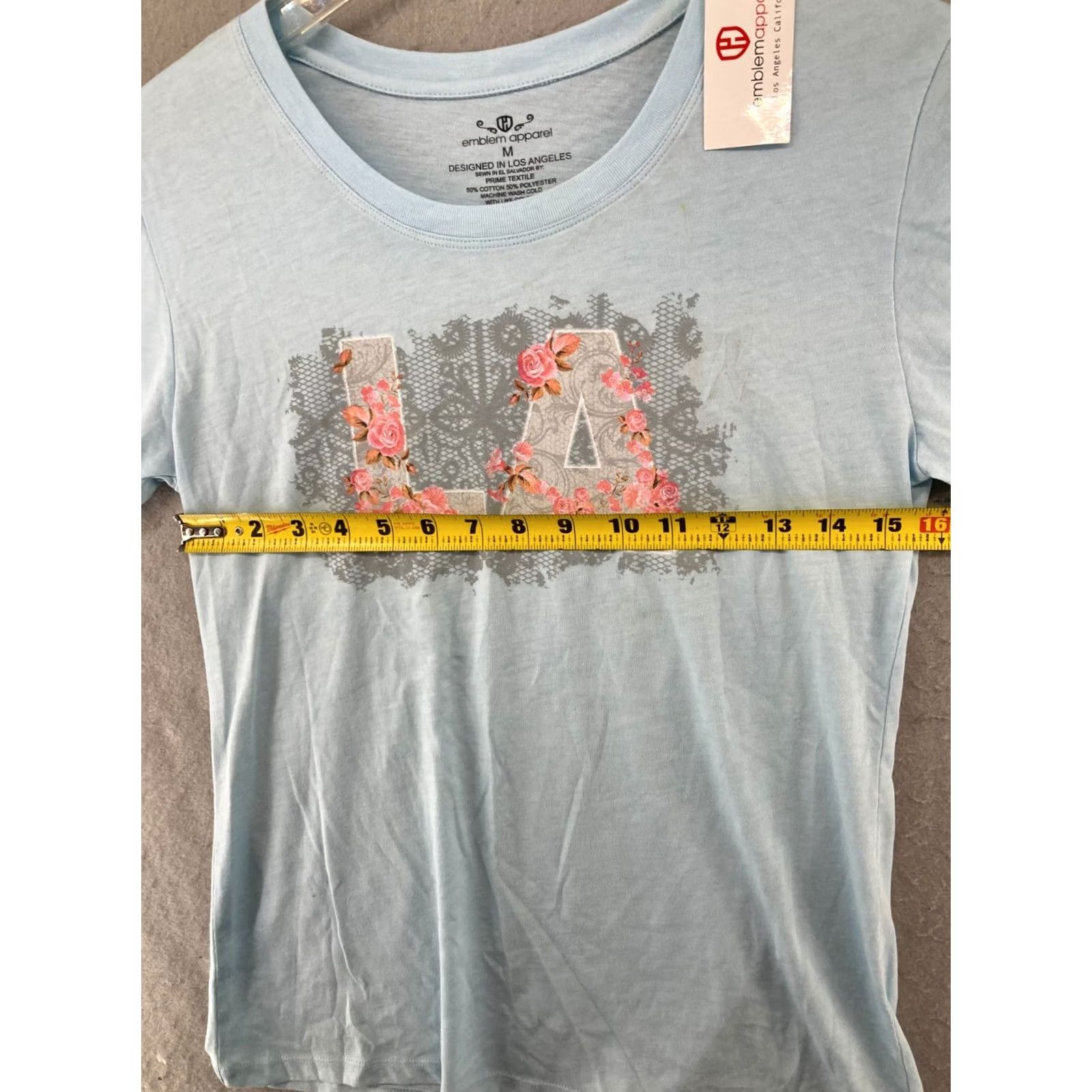 Vintage Emblem Apparel Womens Shirt Medium Blue LA Floral NWT Size L / US 10 / IT 46 - 2 Thumbnail