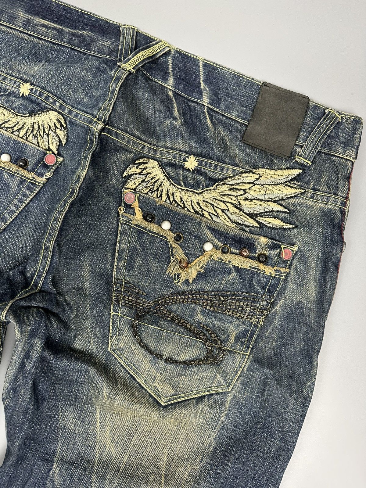 If Six Was Nine 🔥Rare🔥Red Pepper Embroidered Whiskered Flare Denim Size US 36 / EU 52 - 13 Thumbnail