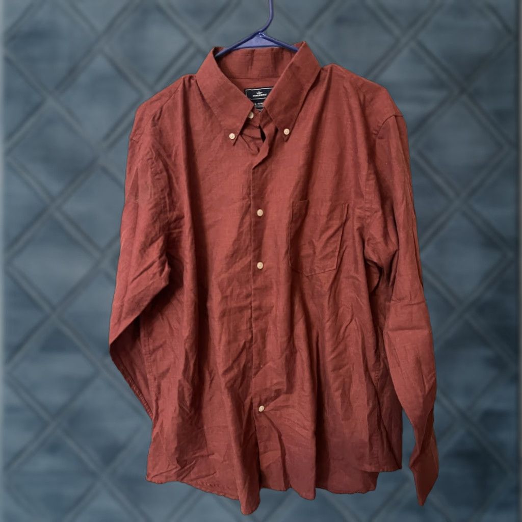 Dockers DOCKERS Solid Button-Up Shirt Men's Large Maroon Red Long Sleeve Casual Workwear Size US L / EU 52-54 / 3 - 1 Thumbnail