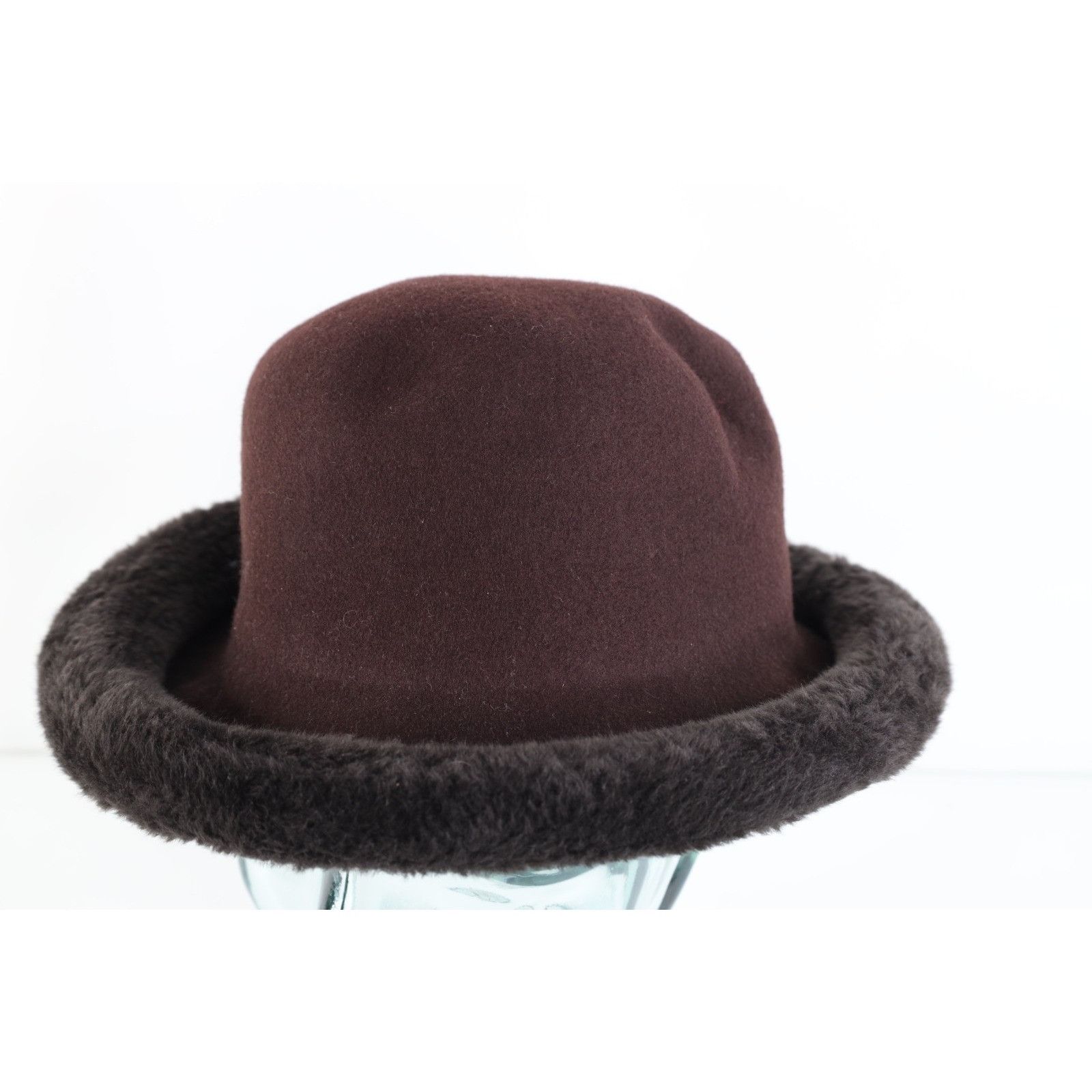 Vintage Vintage 60s 70s Rockabilly Plush Faux Fur Trim Felt Wool Hat Size ONE SIZE - 1 Thumbnail