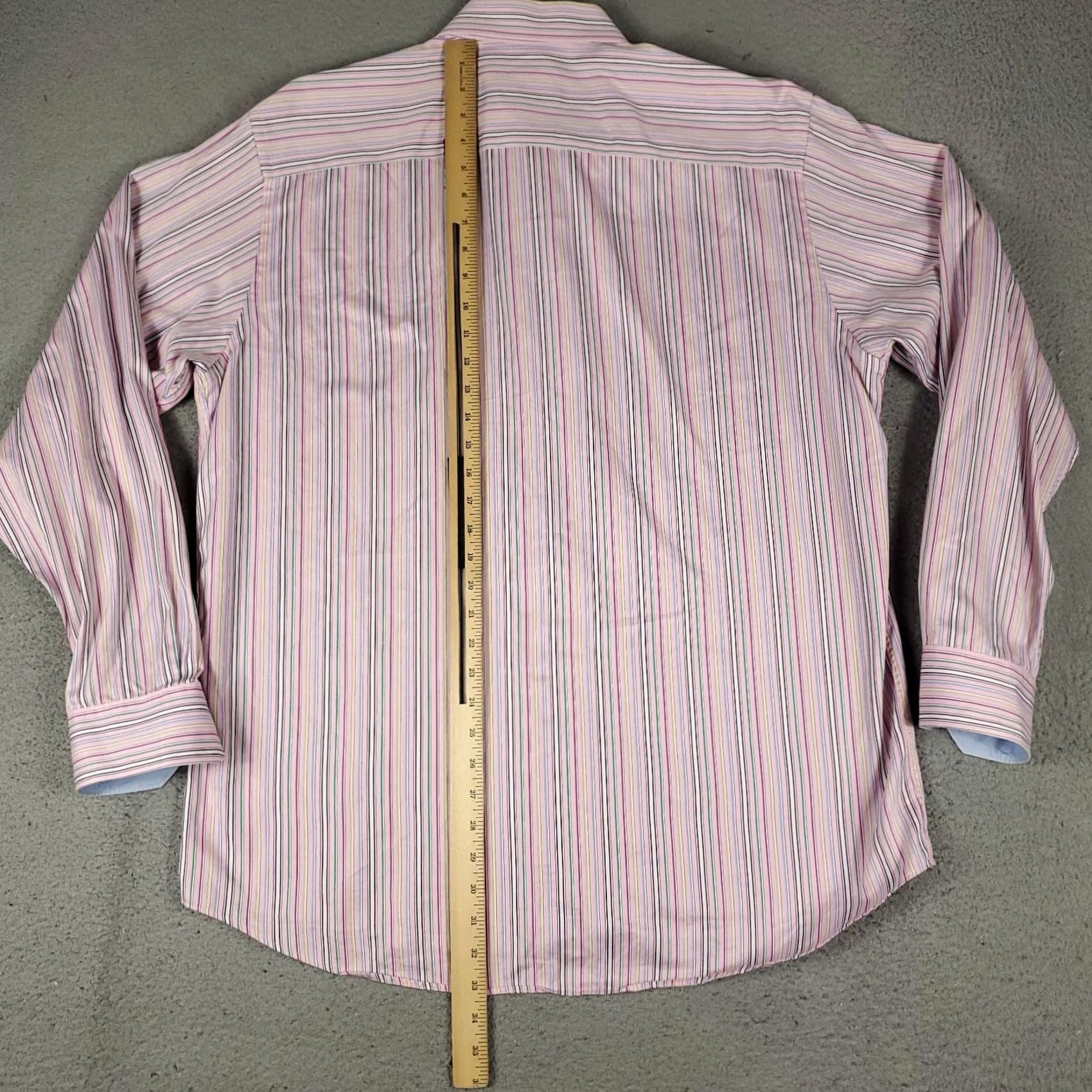 BUGATCHI Bugatchi Shirt Mens XL Pink Striped Button-Up Long Sleeve Regular Fit Vintage No Size US XL / EU 56 / 4 - 3 Thumbnail