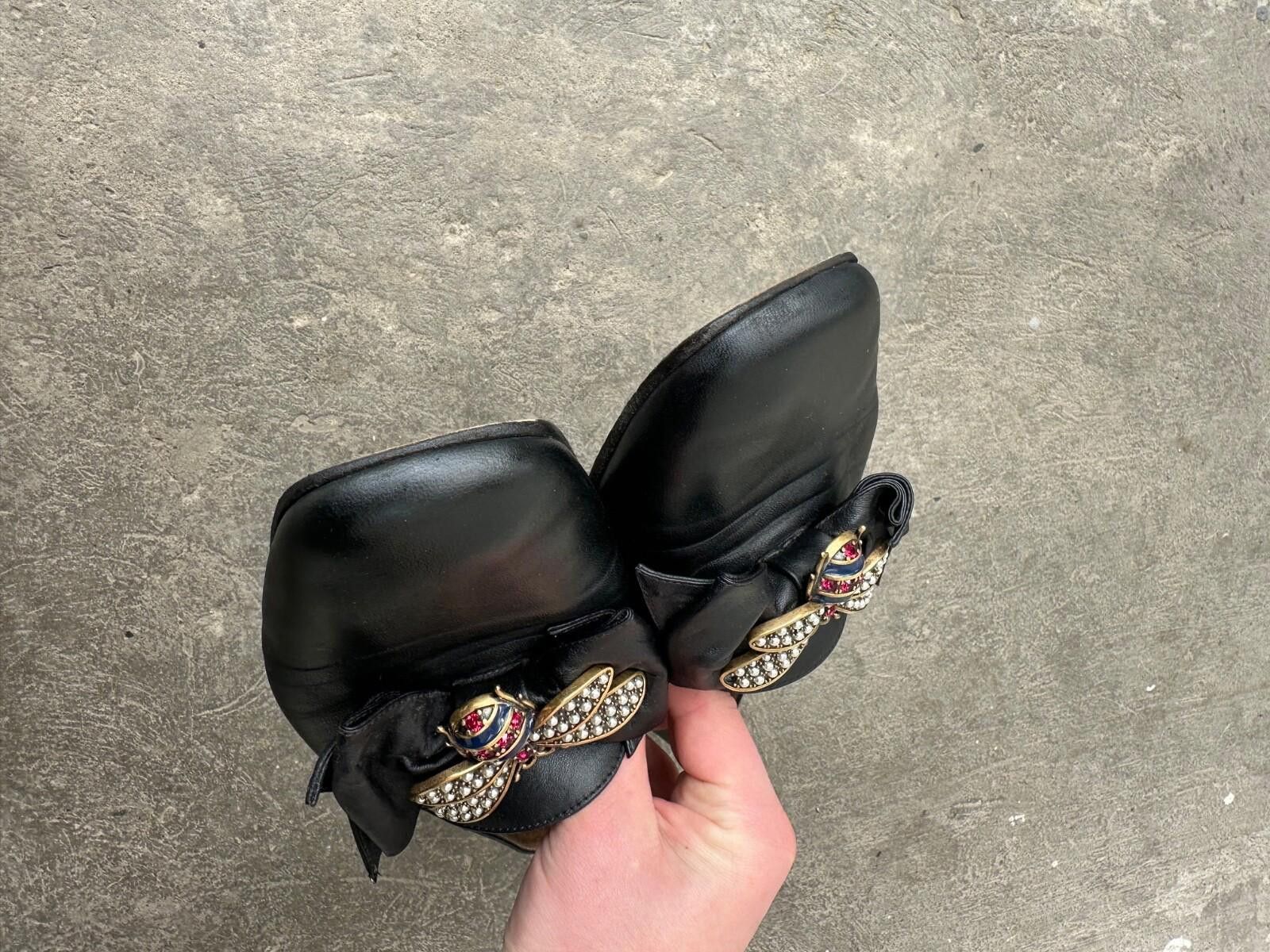Gucci Gucci Black Queen Margaret Nappa Calfskin Leather Loafers 39 Size US 7.5 / IT 37.5 - 7 Thumbnail