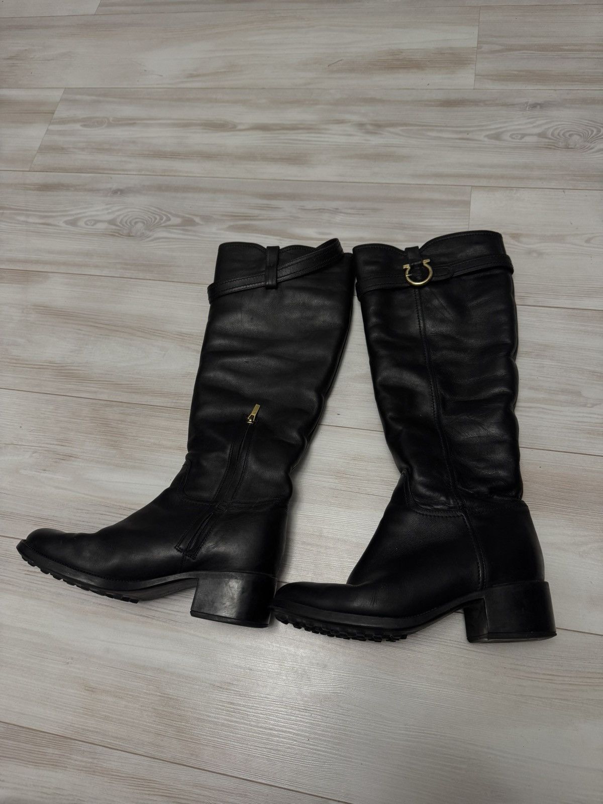 Salvatore Ferragamo Salvatore Ferragamo Leather Knee High Boots Gancini Gold Size US 9.5 / IT 39.5 - 12 Thumbnail