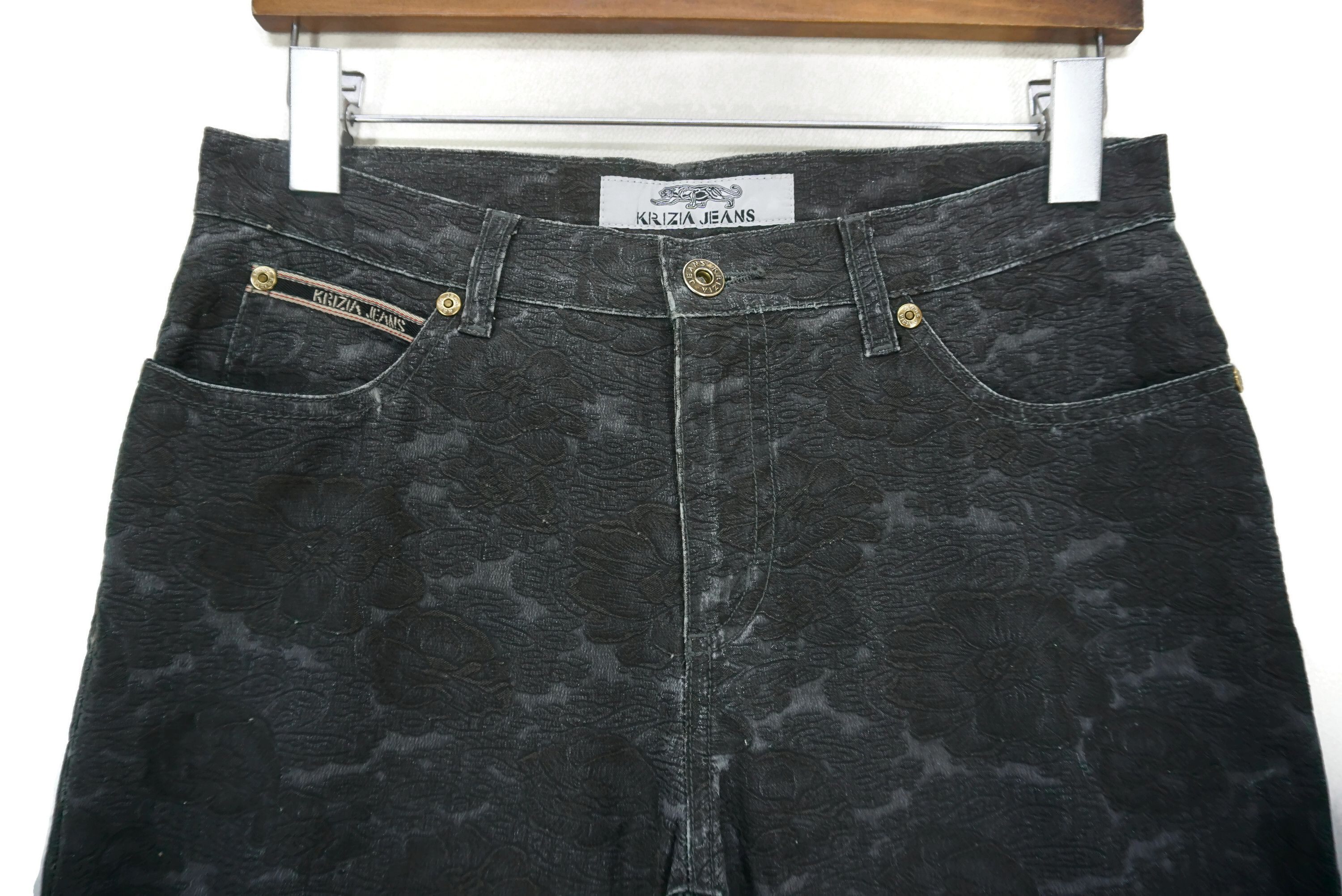 Designer Vintage Krizia Jeans Size W29xL29 Bootcut Floral Jacquard Size 29" - 3 Thumbnail