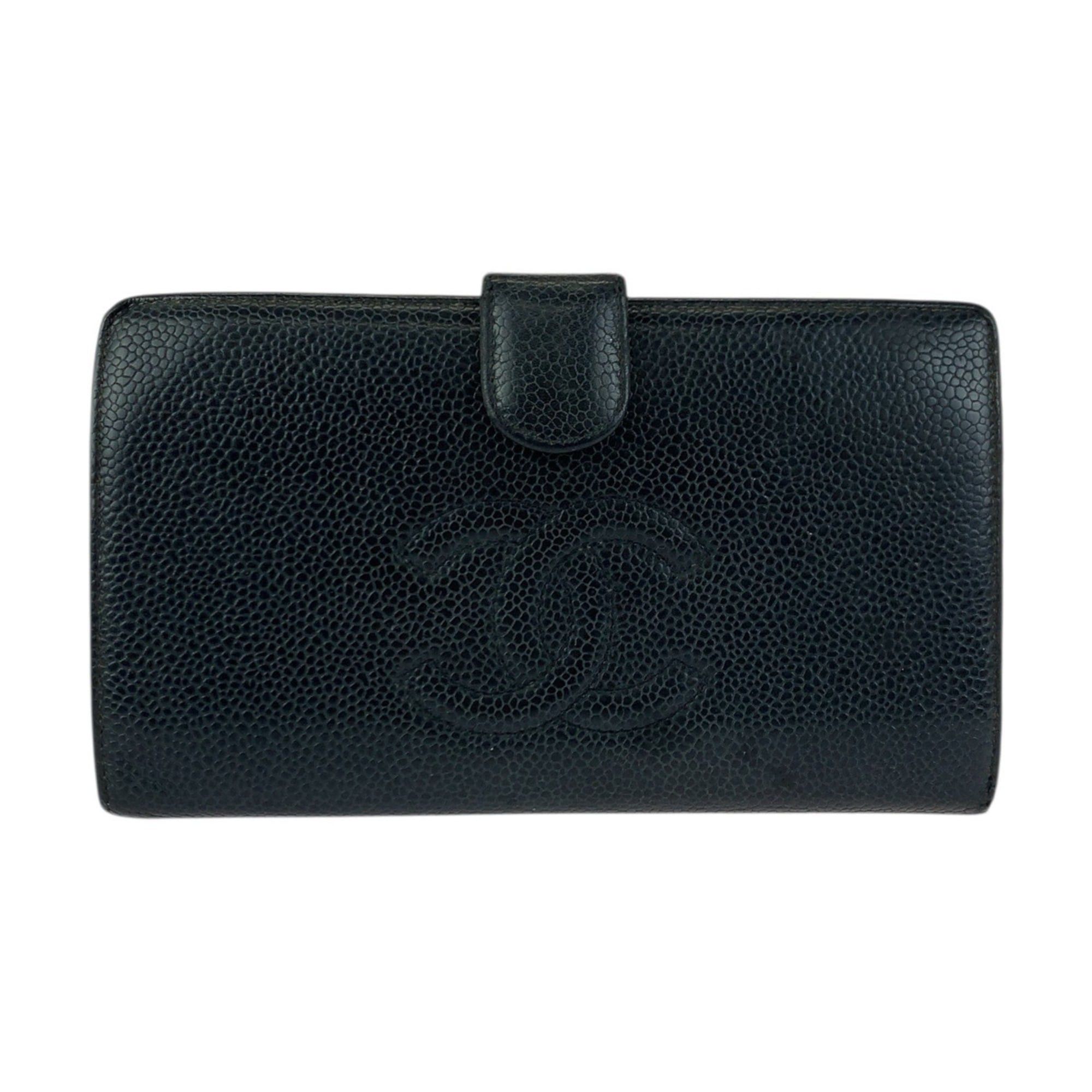 Chanel CHANEL Vintage Coco Mark Clasp Black Leather Long Wallet with Gold Hardware for Women Size ONE SIZE - 1 Thumbnail