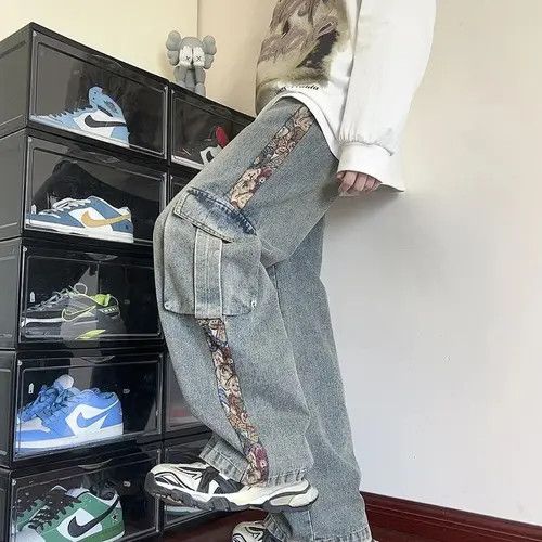 Japanese Brand Flowers Patchwork Cargo Denim Pant Size US 29 - 3 Thumbnail