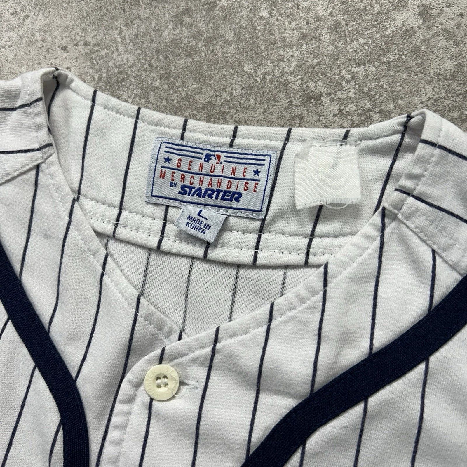 MLB × Starter × Vintage ATLANTA BRAVES TOM GLAVINE #42 STARTER PINSTRIPE JERSEY Size US L / EU 52-54 / 3 - 5 Thumbnail