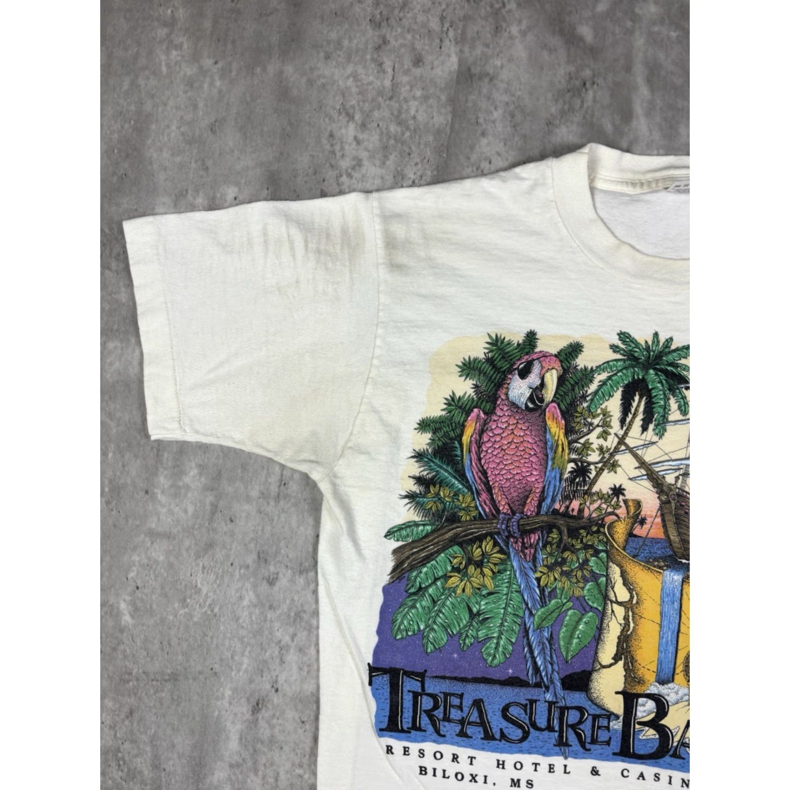 Fruit Of The Loom VINTAGE 90s Treasure Bay Art T Shirt M Fruit of the Loom Shirt Mens White Cotton Graphic Print Short Sleeve Round Neck 90s Vintage Size US M / EU 48-50 / 2 - 2 Thumbnail