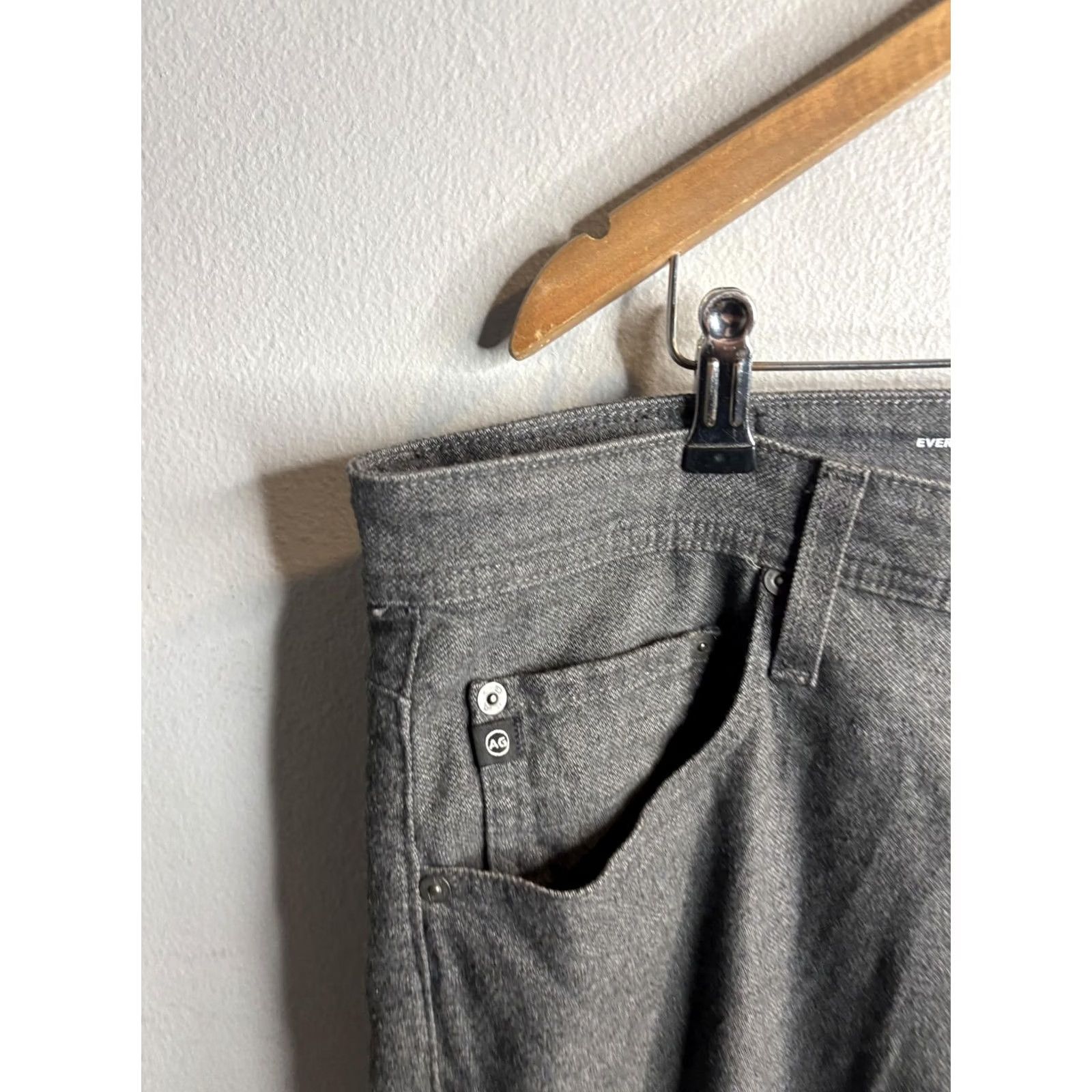 Denime AG Everett Jeans Mens 37x35 Gray Charcoal Slim Straight Mid Rise Denim 5 Pocket Size US 37 - 2 Thumbnail
