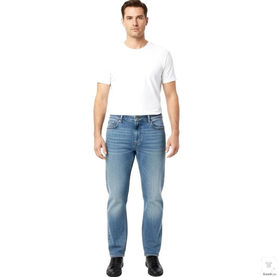 Levi's Levis 541 Jeans Mens 44x30 Blue Light Wash Tapered Athletic Denim Zip Fly Narrow Fit Logo Pockets Size US 44 / EU 60 - 4 Thumbnail