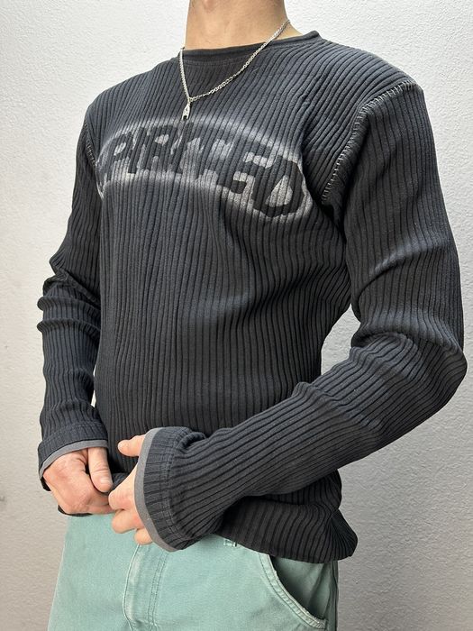 Diesel Vintage Y2K Distressed Striped Sweater Faded knit Y2K