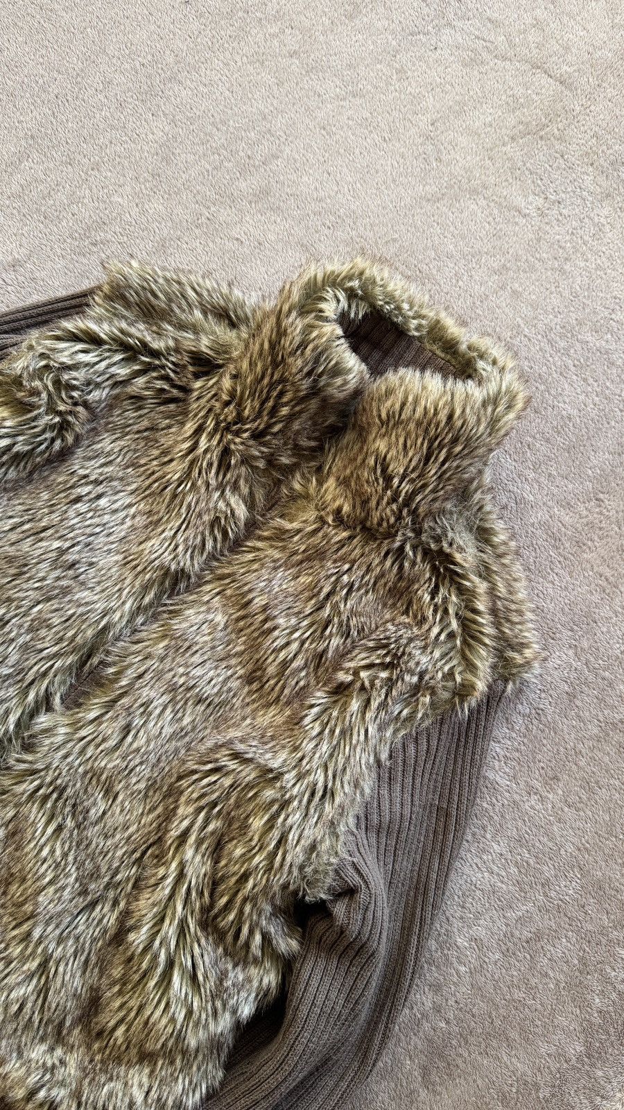 Japanese Brand Vintage Y2K Cable Knitted Faux Fur Zip Sweater lgb goa punk Size US S / EU 44-46 / 1 - 4 Thumbnail