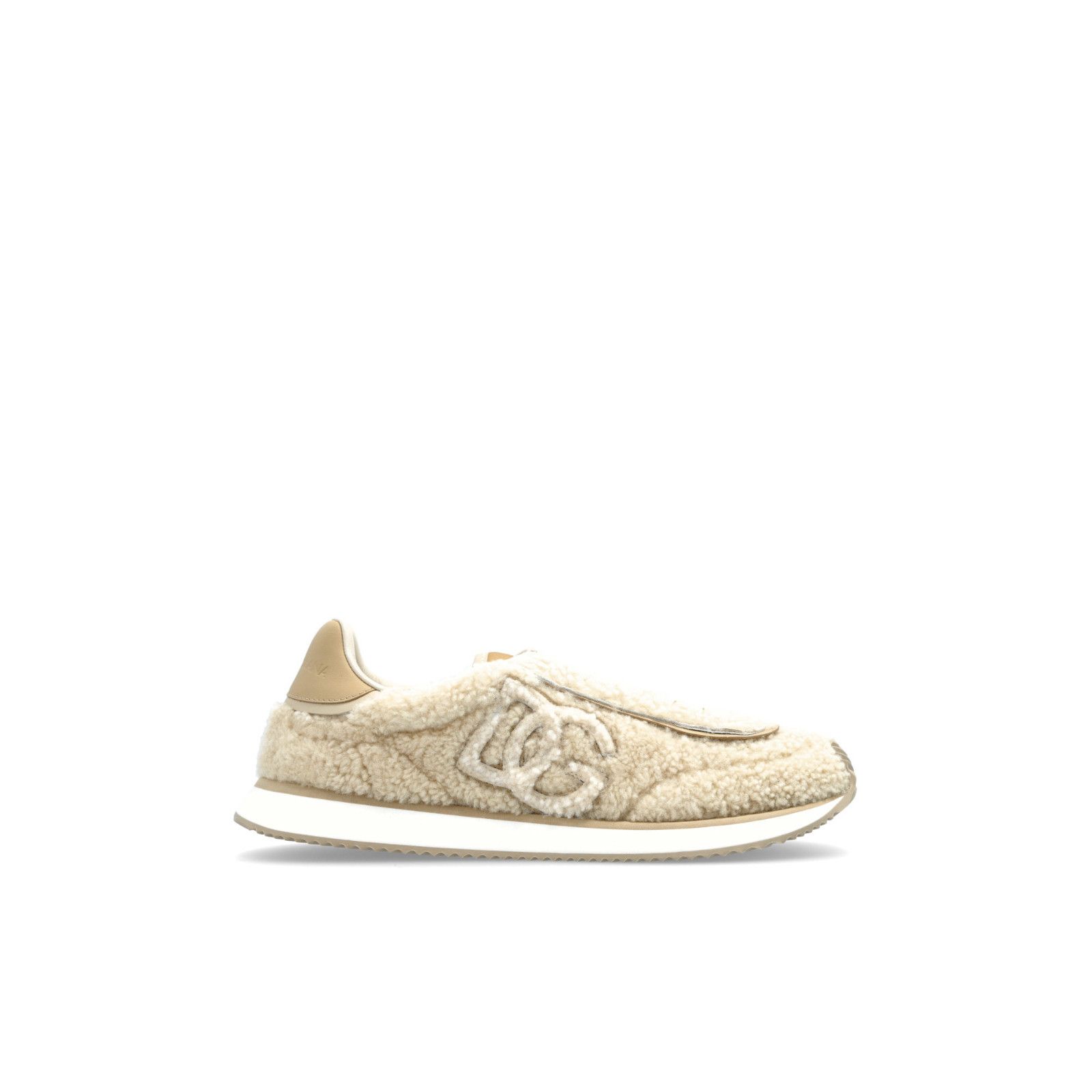 DOLCE&GABBANA DG Cushion Beige Fur Sports Sneakers New & Aut