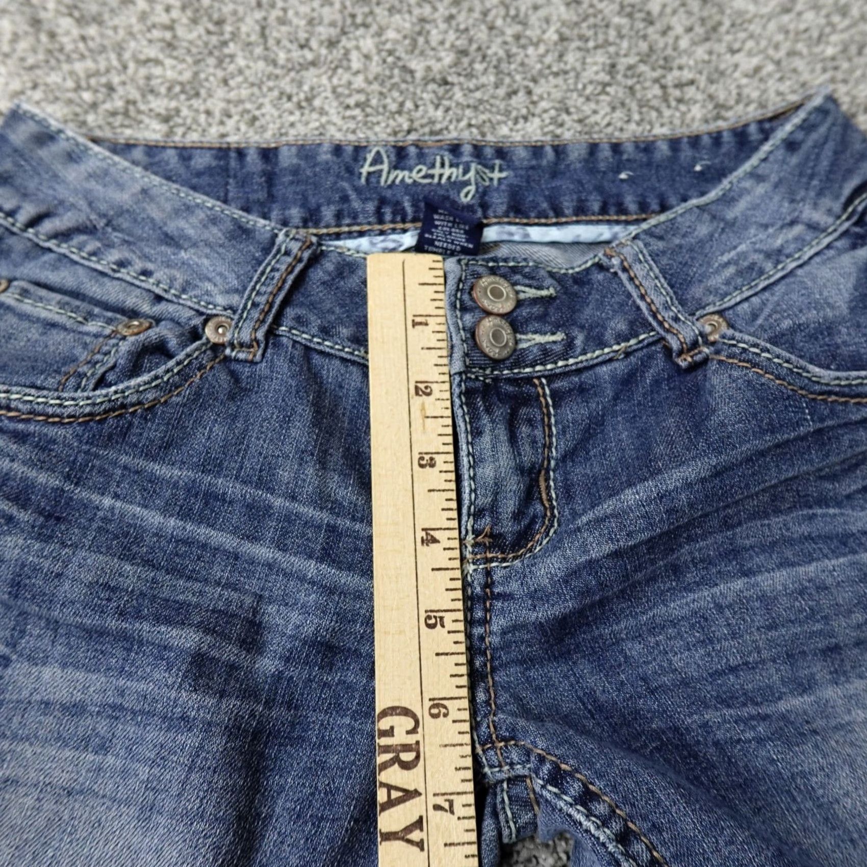 Denime Amethyst Shorts Womens 5 Dark Blue Denim Bermuda Jean Jorts Preppy Stretch Flap Pocket 5-Pocket Design Casual Outdoor Travel Summer Womens Size 27" / US 4 / IT 40 - 6 Thumbnail