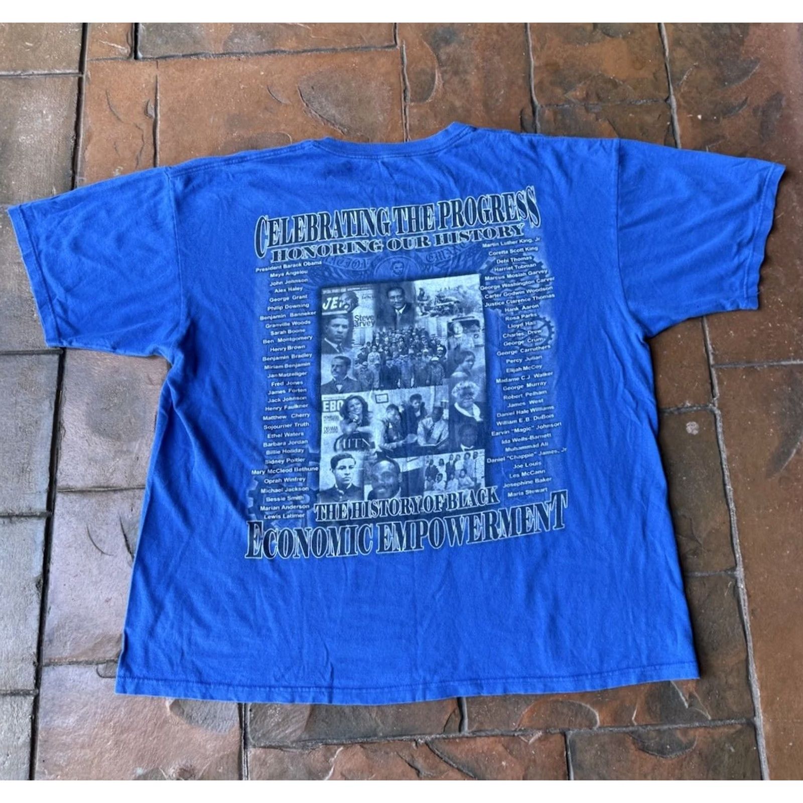 Anvil Y2K Black History Month MLK Obama Rap Style T Shirt 2XL Double Sided Crew Neck Men Blue Cotton Anvil Vintage No Size US M / EU 48-50 / 2 - 3 Thumbnail