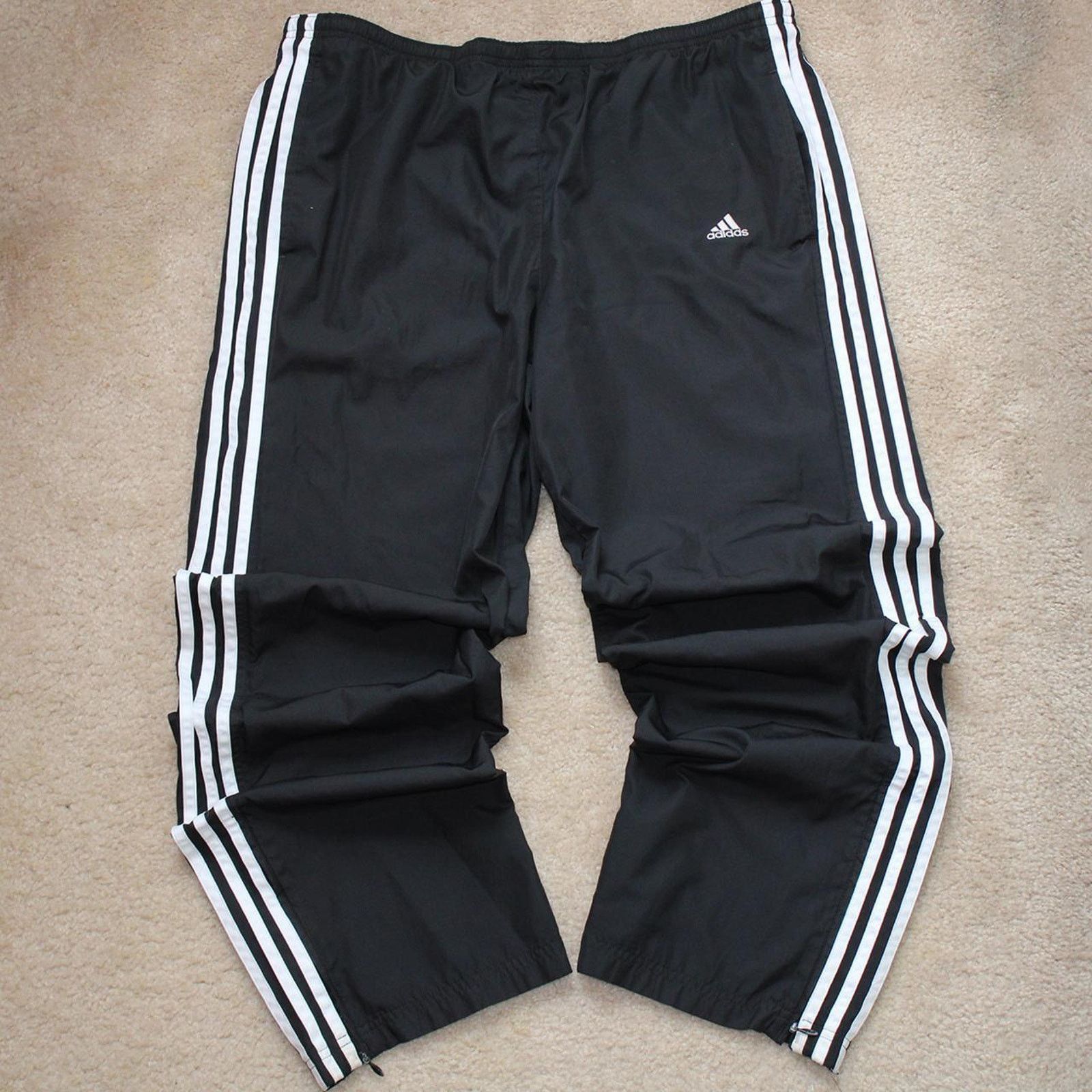 Adidas Y2K 2000's Baggy Black Adidas Striped Trackpants Size US 36 / EU 52 - 1 Thumbnail