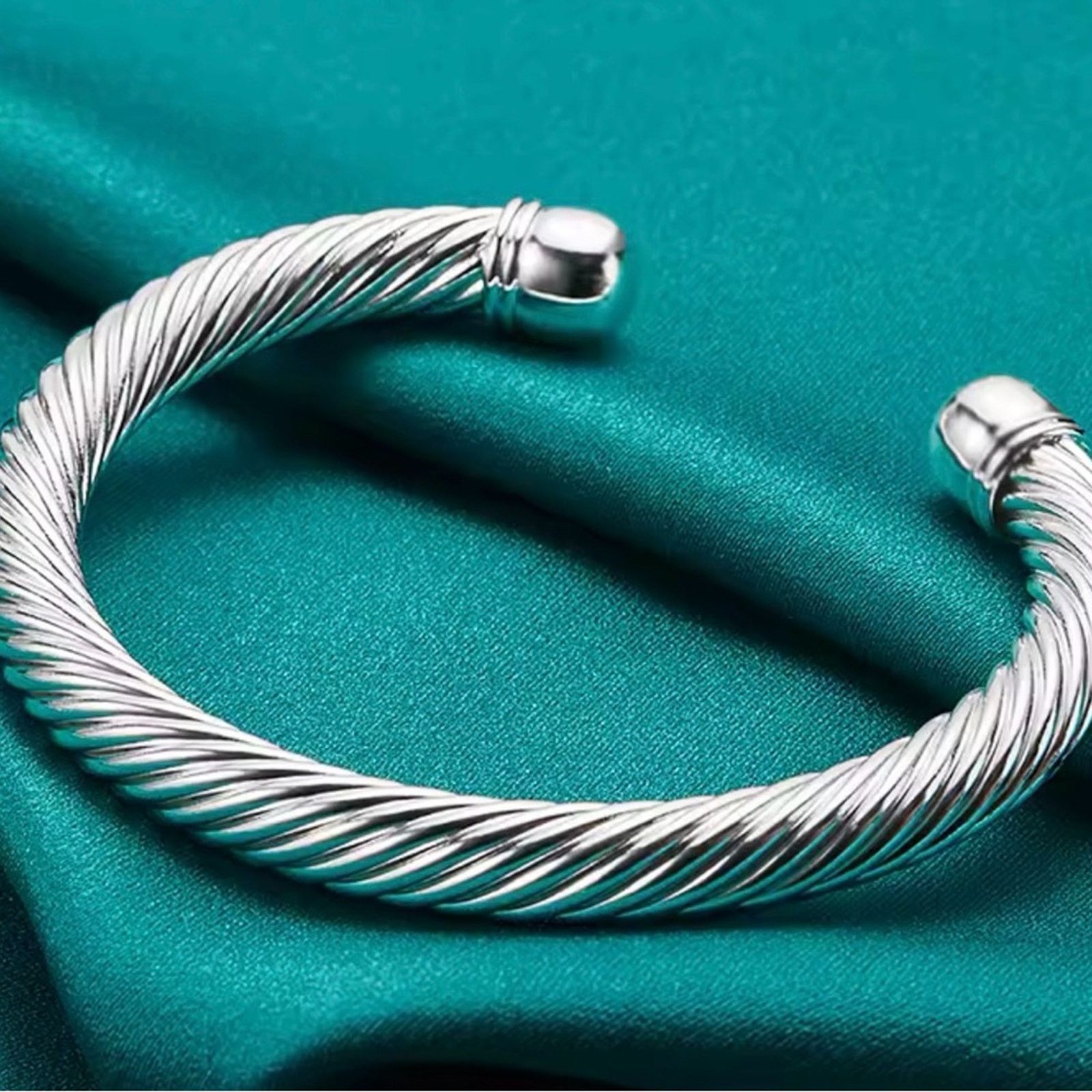 Other Sterling Silver Thick Bangle Bracelet for Woman Man Size ONE SIZE - 2 Thumbnail