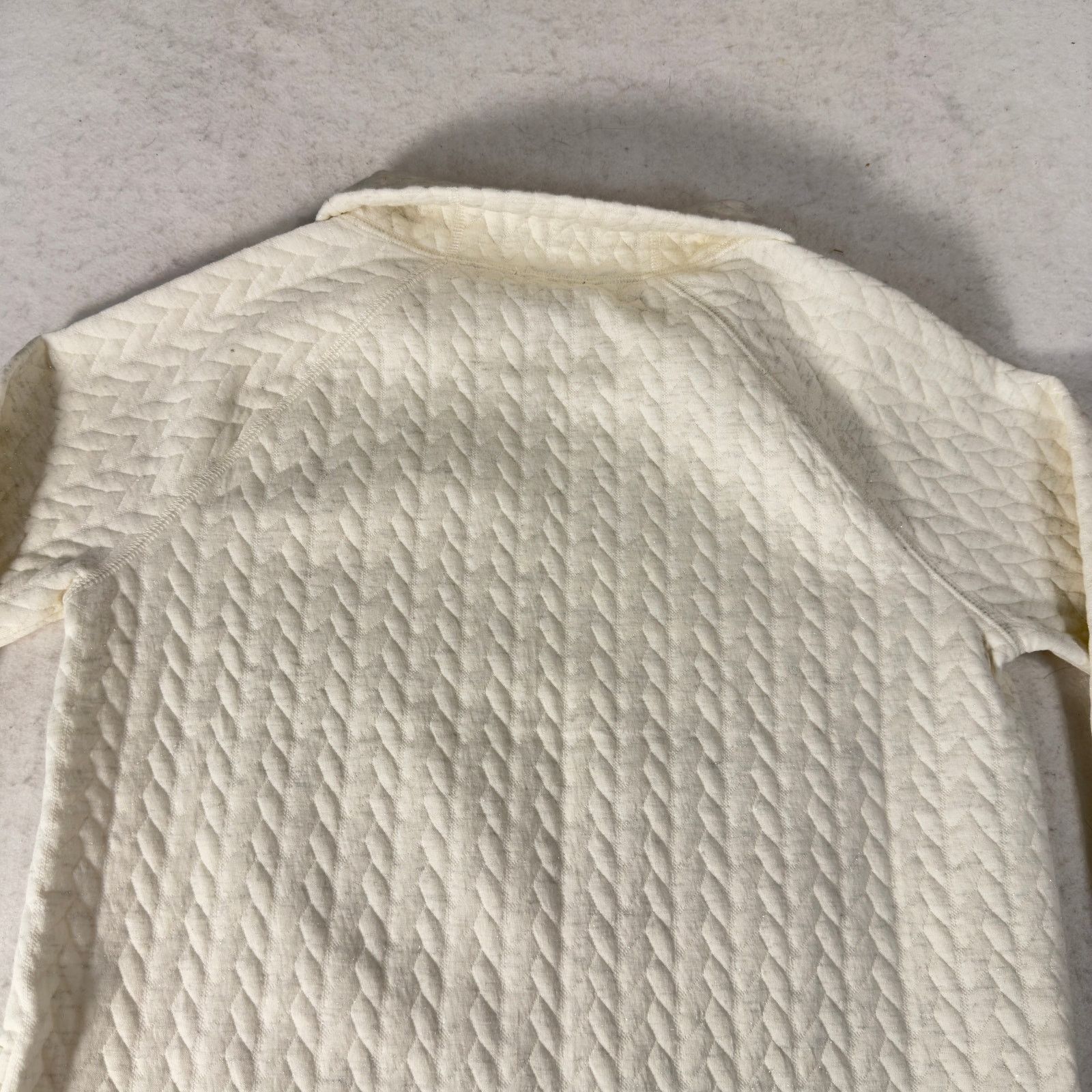 Talbots T by Talbots Sweater P Petite Winter White Quilted Metallic Size XS / US 0-2 / IT 36-38 - 11 Thumbnail