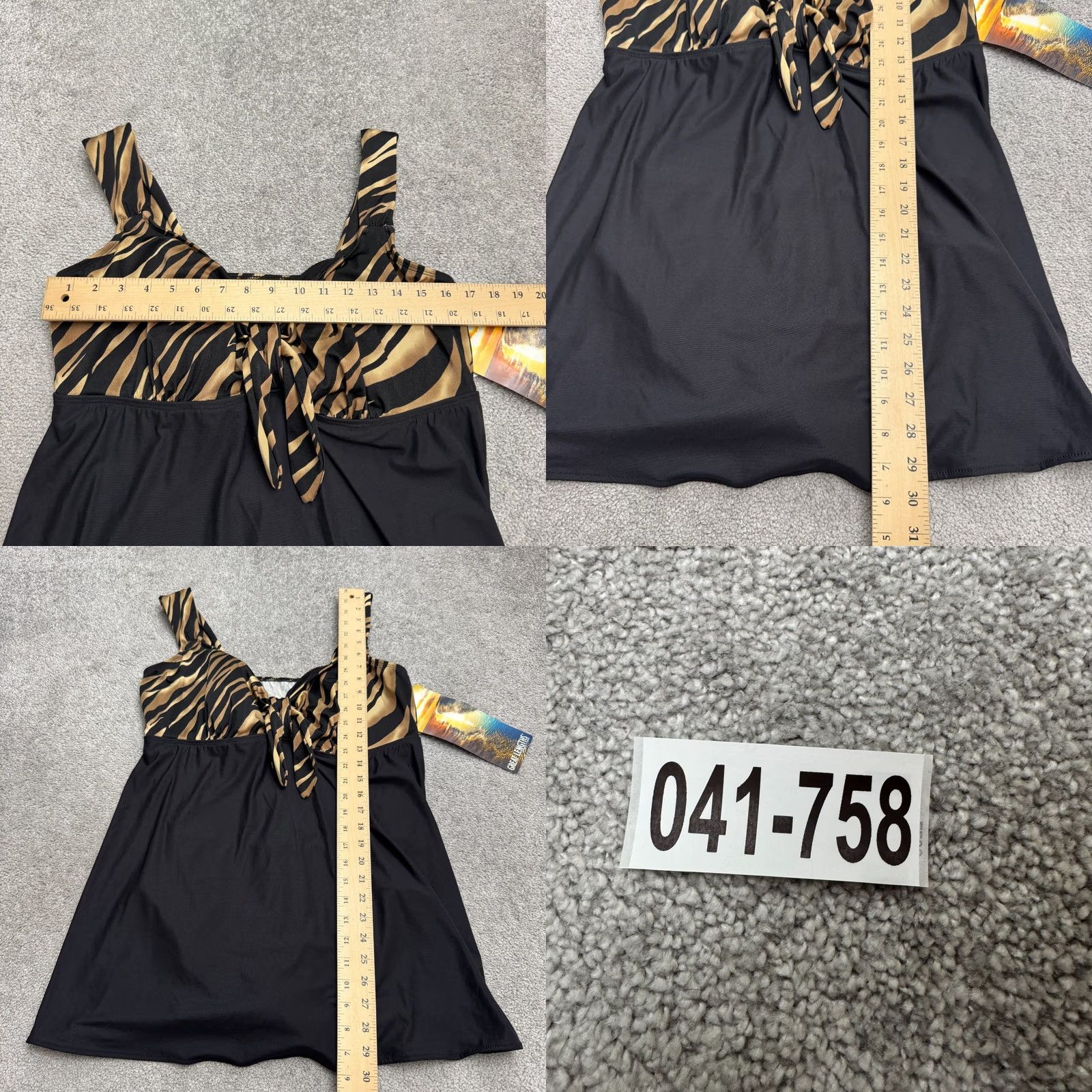 Vintage Great Lengths Black Animal Print One Piece Dress Swimsuit 22W NWT Tummy Control Plus Size Women Size 3XL / US 20-22 - 9 Thumbnail