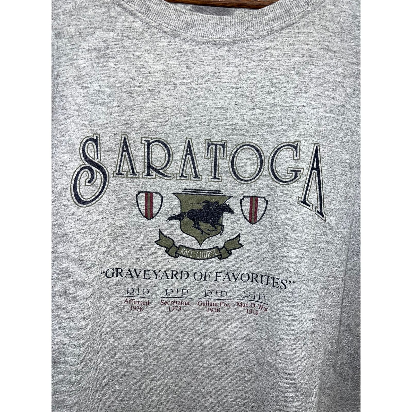 Gear for Sports Vintage Saratoga Shirt Race Couse Horse Racing Gray Tee 90s Size US M / EU 48-50 / 2 - 2 Thumbnail