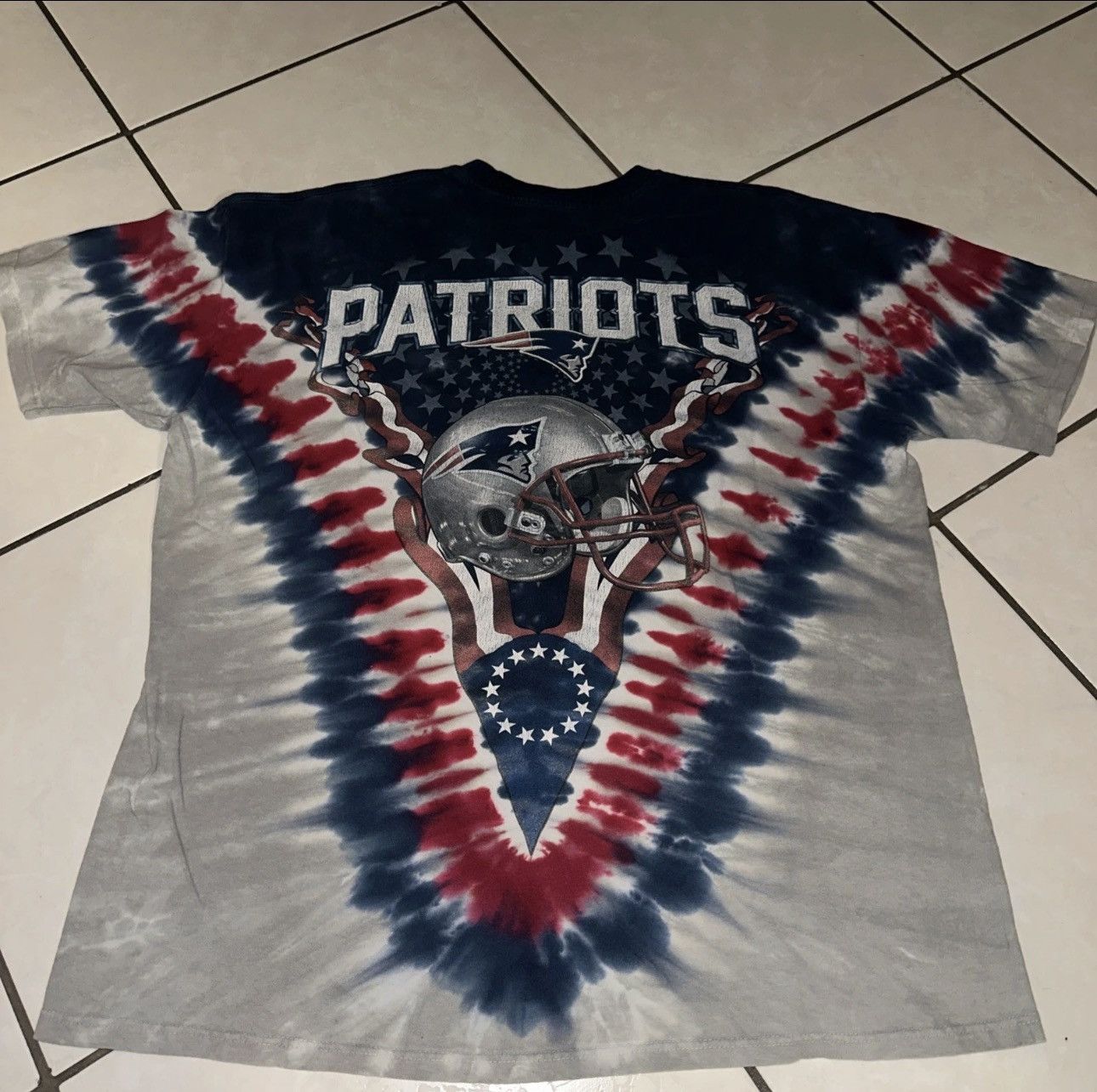 Other Y2K Vintage Majestic Patriots Tie Dye Double Sided Size US XL / EU 56 / 4 - 3 Thumbnail