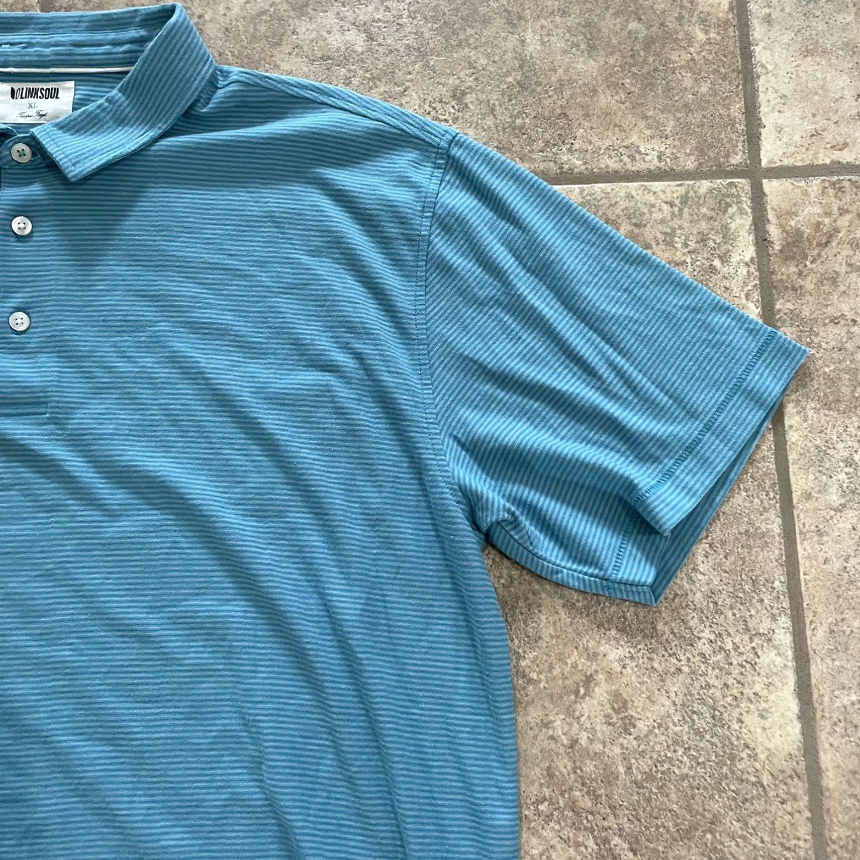 Vintage Linksoul blue striped polo shirt Mens Size XL Size US XL / EU 56 / 4 - 2 Thumbnail