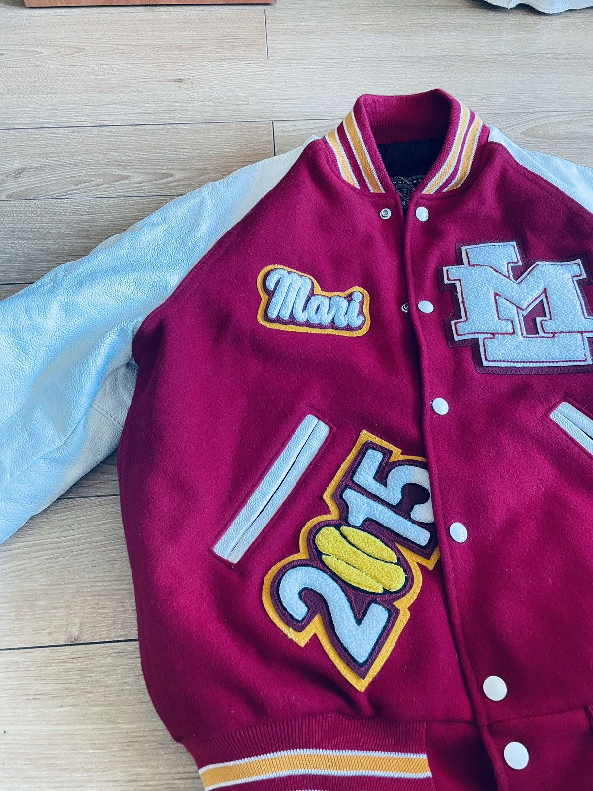 Holloway Vintage 'Varsity' Leather wool baseball JACKET, Fit M Size US M / EU 48-50 / 2 - 3 Thumbnail