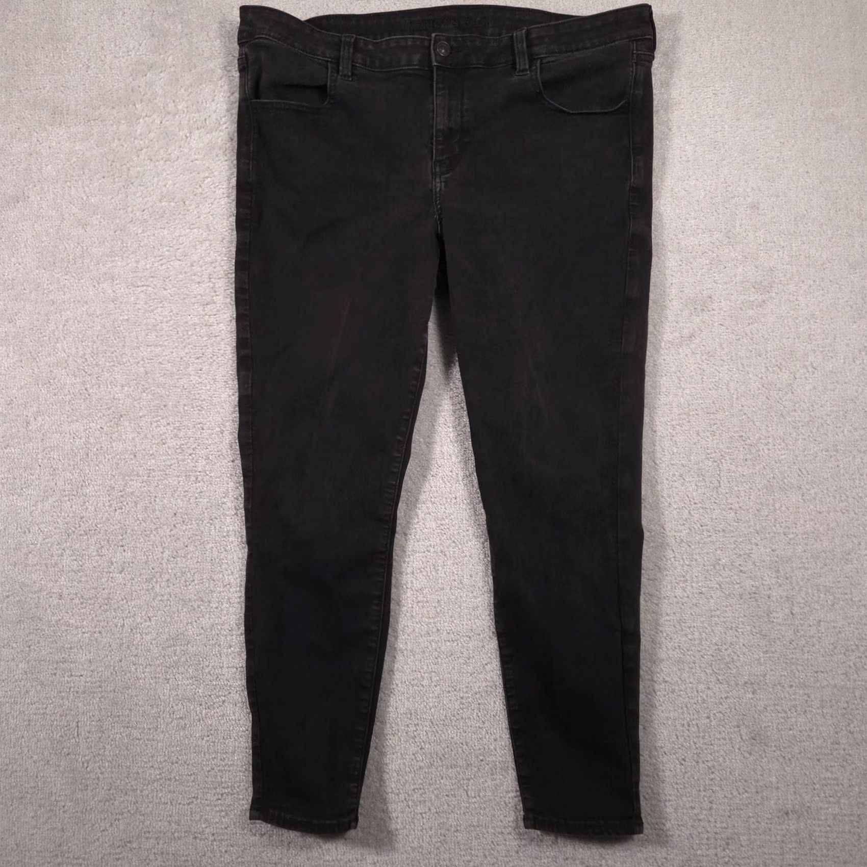 American Eagle Outfitters VINTAGE? No. American Eagle Jeans Women 18 Black Dark Wash Jegging Slim Stretch 5-Pocket Denim XS? Size 40" / US 18 - 2 Thumbnail