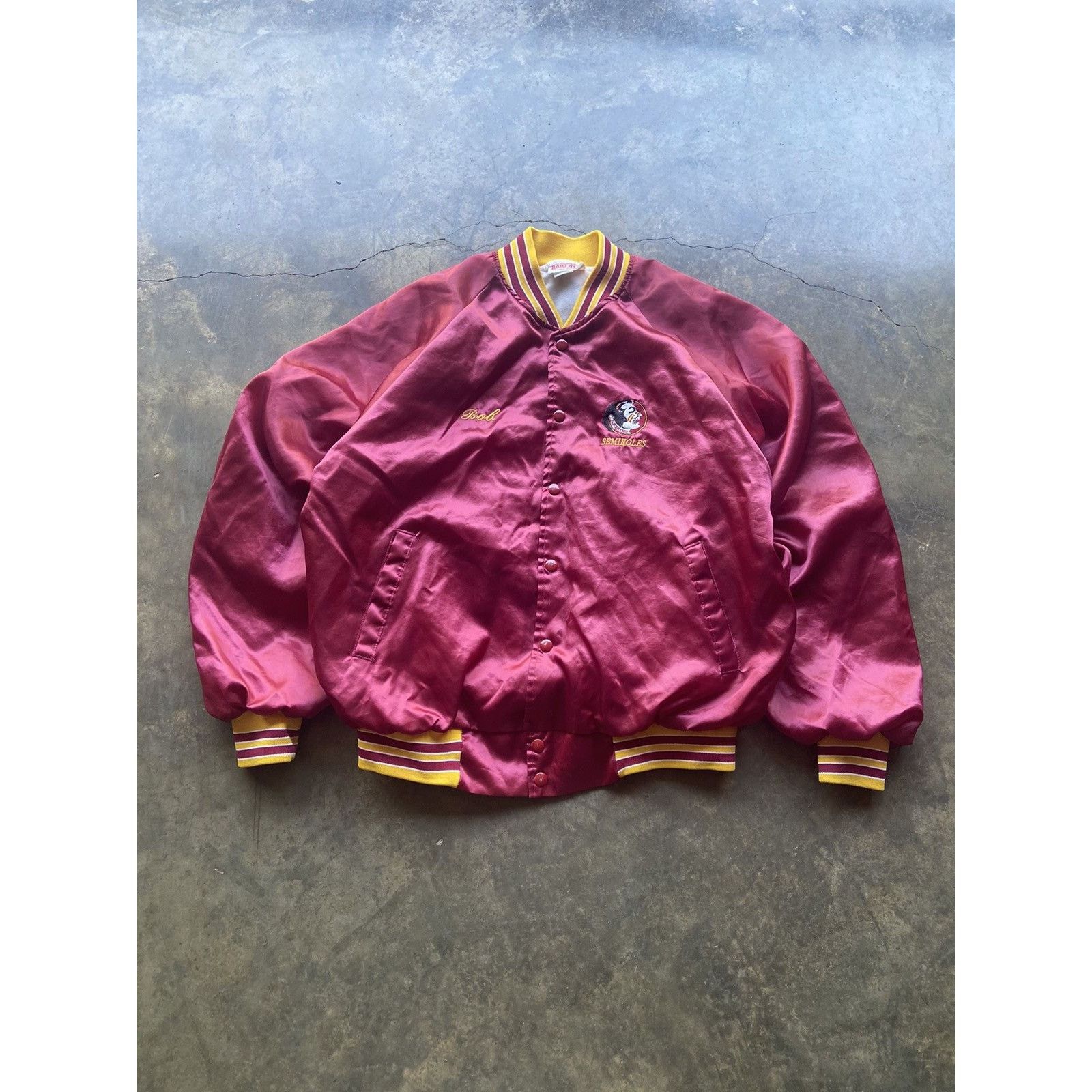 NCAA × Vintage Crazy Vintage 90’s FSU Seminoles USA Made Satin Jacket Size US XL / EU 56 / 4 - 1 Thumbnail