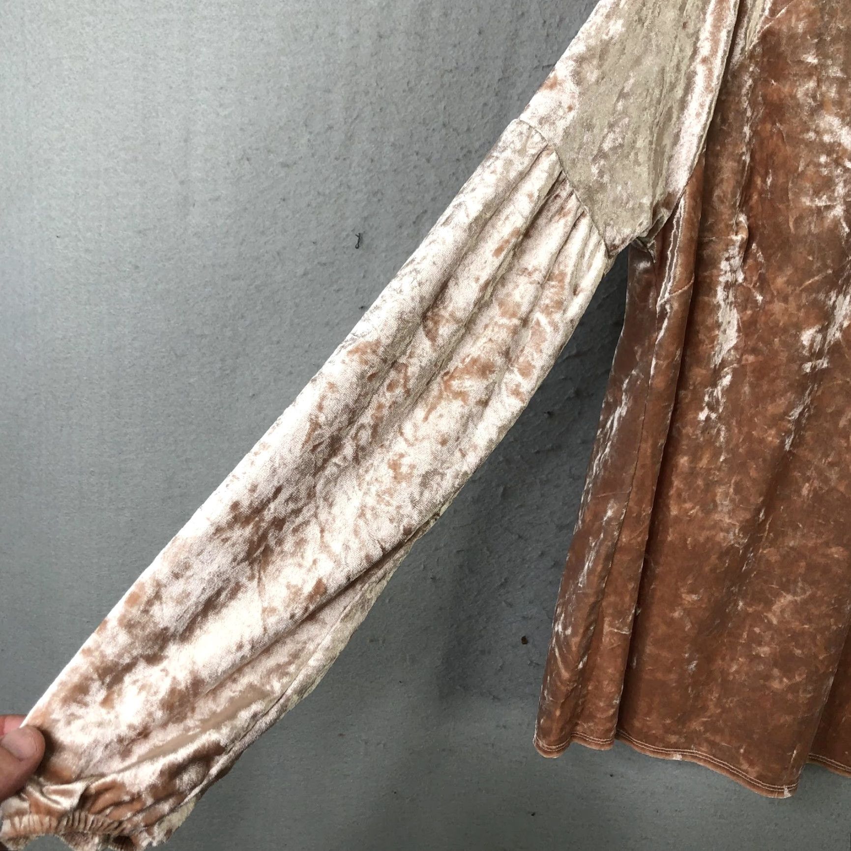 Vintage LC Lauren Conrad Blouse Womens XL Beige Crushed Velvet Balloon Sleeve Top Party Size XL / US 12-14 / IT 48-50 - 6 Thumbnail