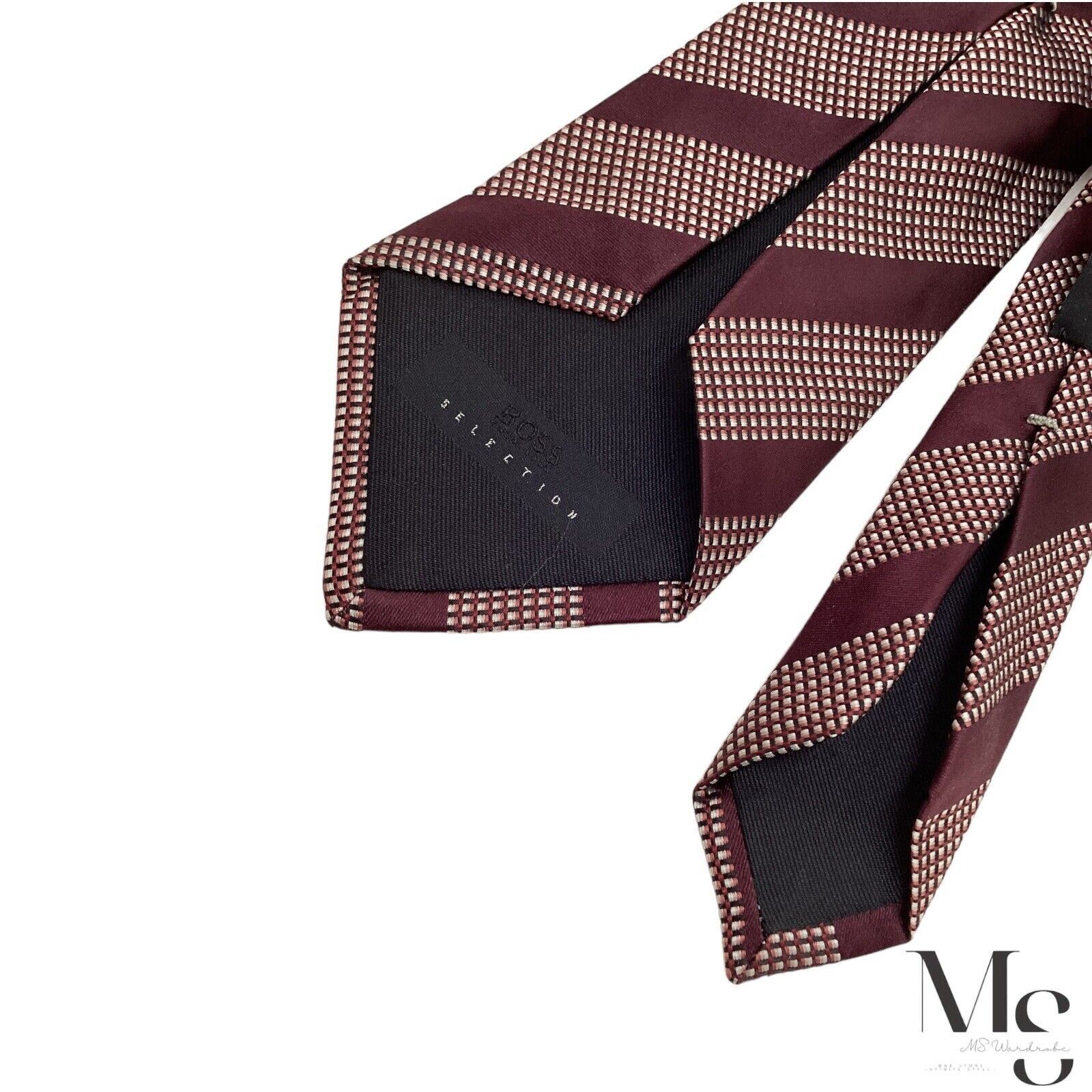 Hugo Boss BOSS SELECTION Trifold Violet Striped Silk Tie Italy W: 3.4 Size ONE SIZE - 6 Thumbnail