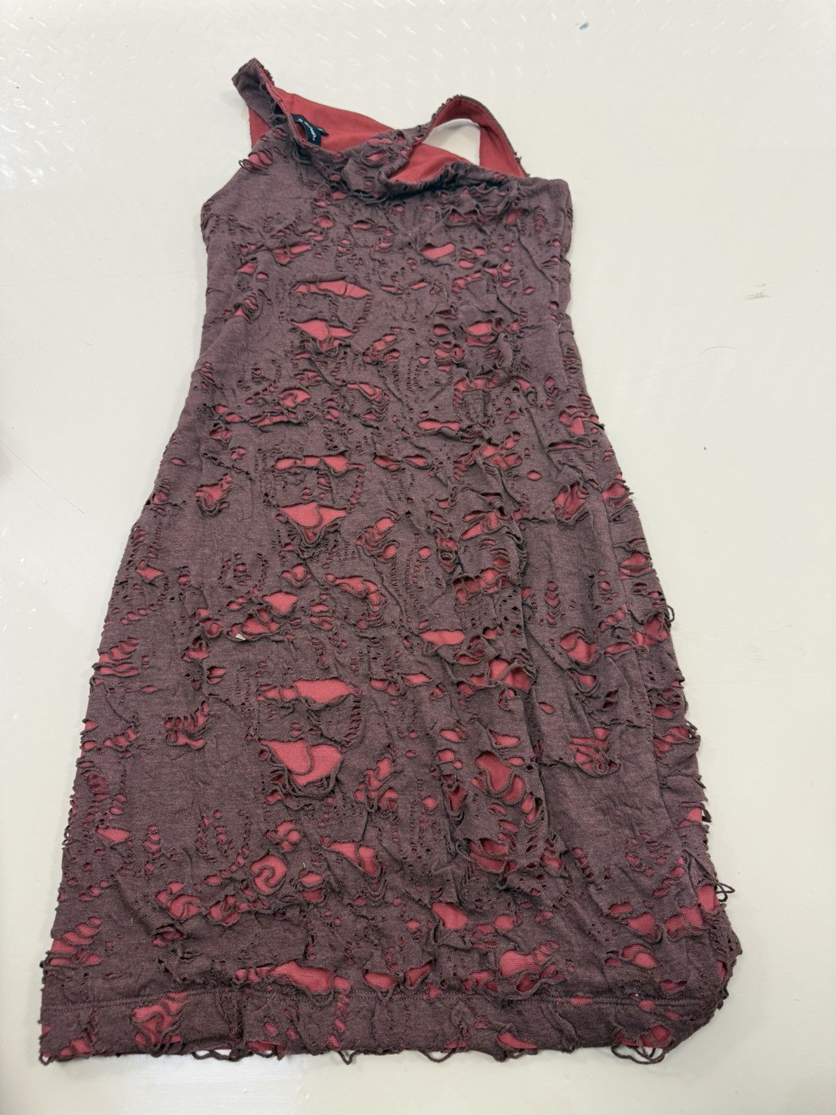 Purple Brand Ripped Jersey Dress Red