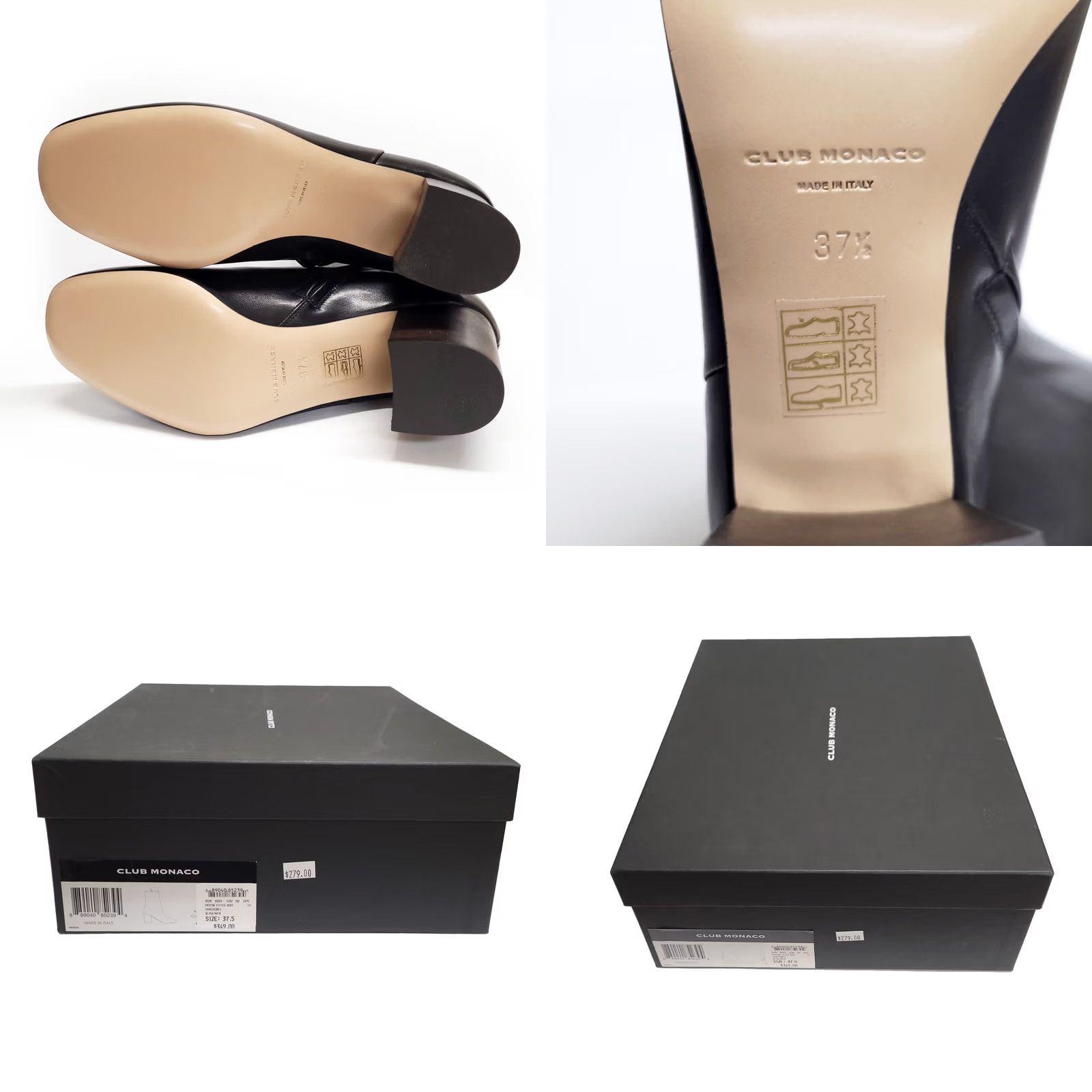 Club Monaco Club Monaco Boots, Women's Payton Boots, Black, Size 7.5, Leather Upper, Leather Lining, zip, Block Heel, Round Toe, MSRP: 50 Size US 8 / IT 38 - 8 Thumbnail