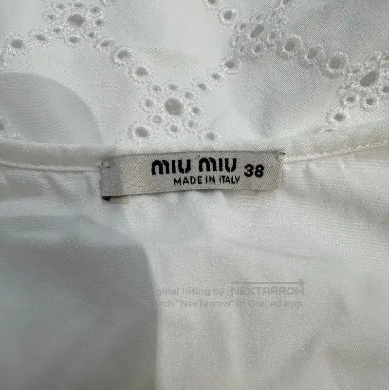 Miu Miu Miu Miu White Cotton Logo Short Sleeve Dress . Size S / US 4 / IT 40 - 7 Thumbnail
