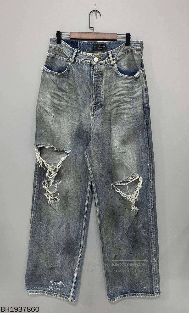 Balenciaga Balenciaga 23FW Distressed Denim Jeans. Size US 26 / EU 42 - 4 Thumbnail