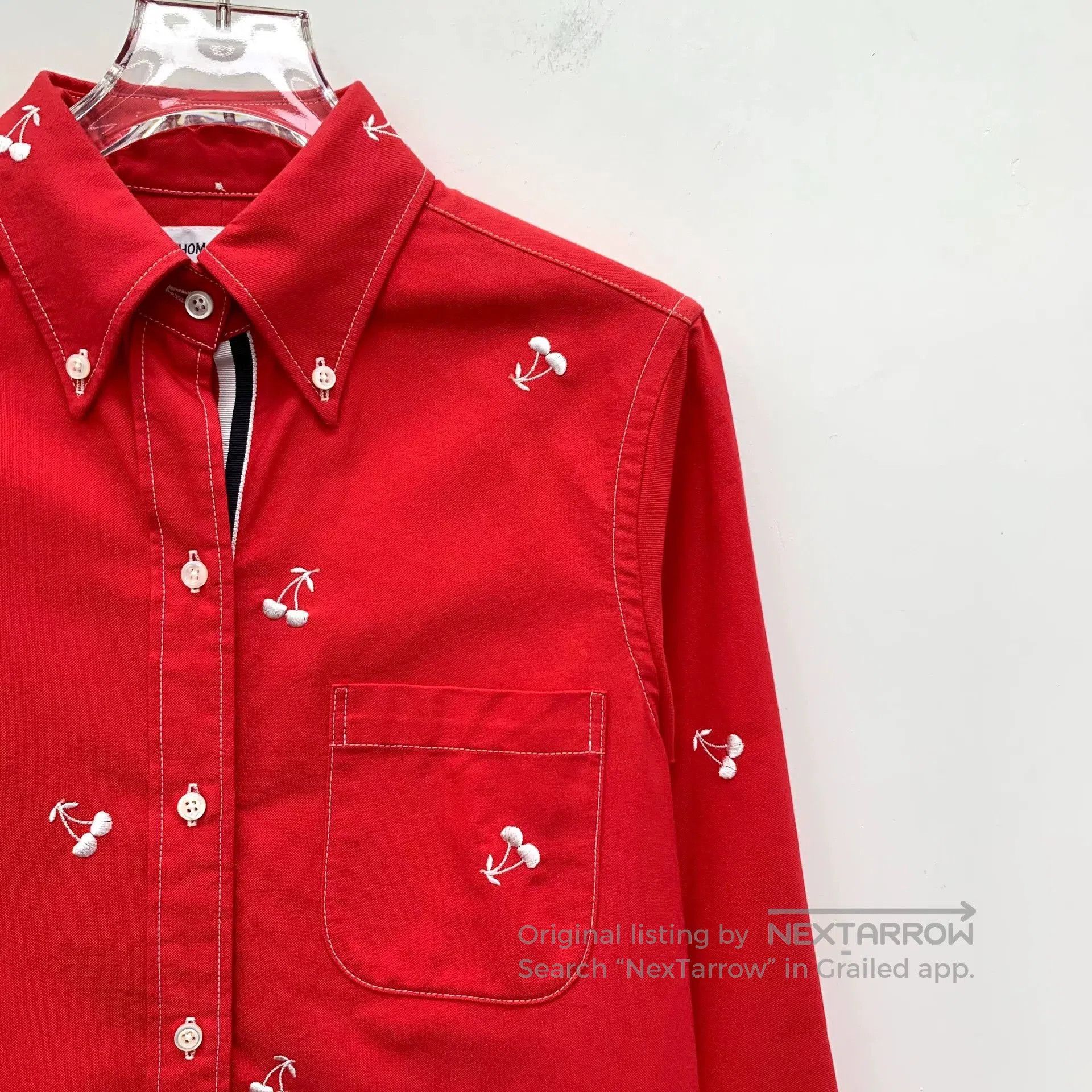 Thom Browne thom browne red cherry embroidered long sleeve shirt. Size US S / EU 44-46 / 1 - 3 Thumbnail