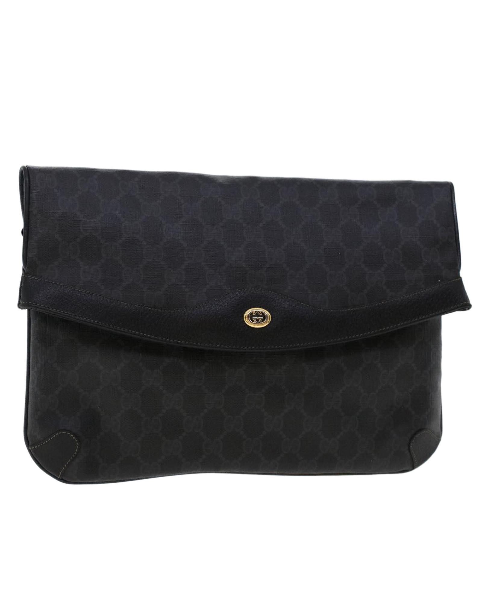 image of Gucci Black GG Canvas Clutch Bag, Women's