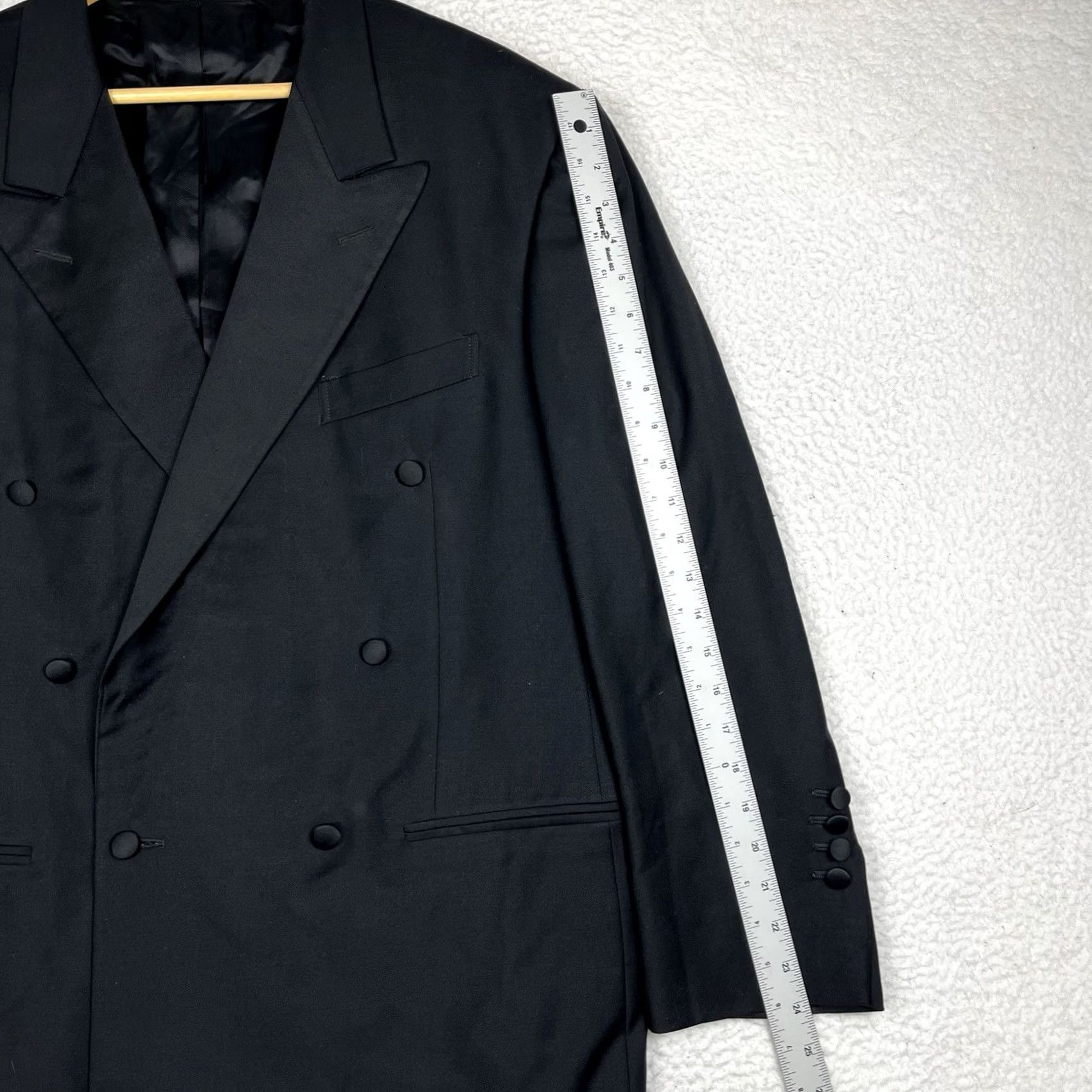 Ermenegildo Zegna VINTAGE Ermenegildo Zegna Suit Tuxedo Double Breasted Black Solid 42R Pants 38x32 Mens 90s Classic Size 42R - 7 Thumbnail
